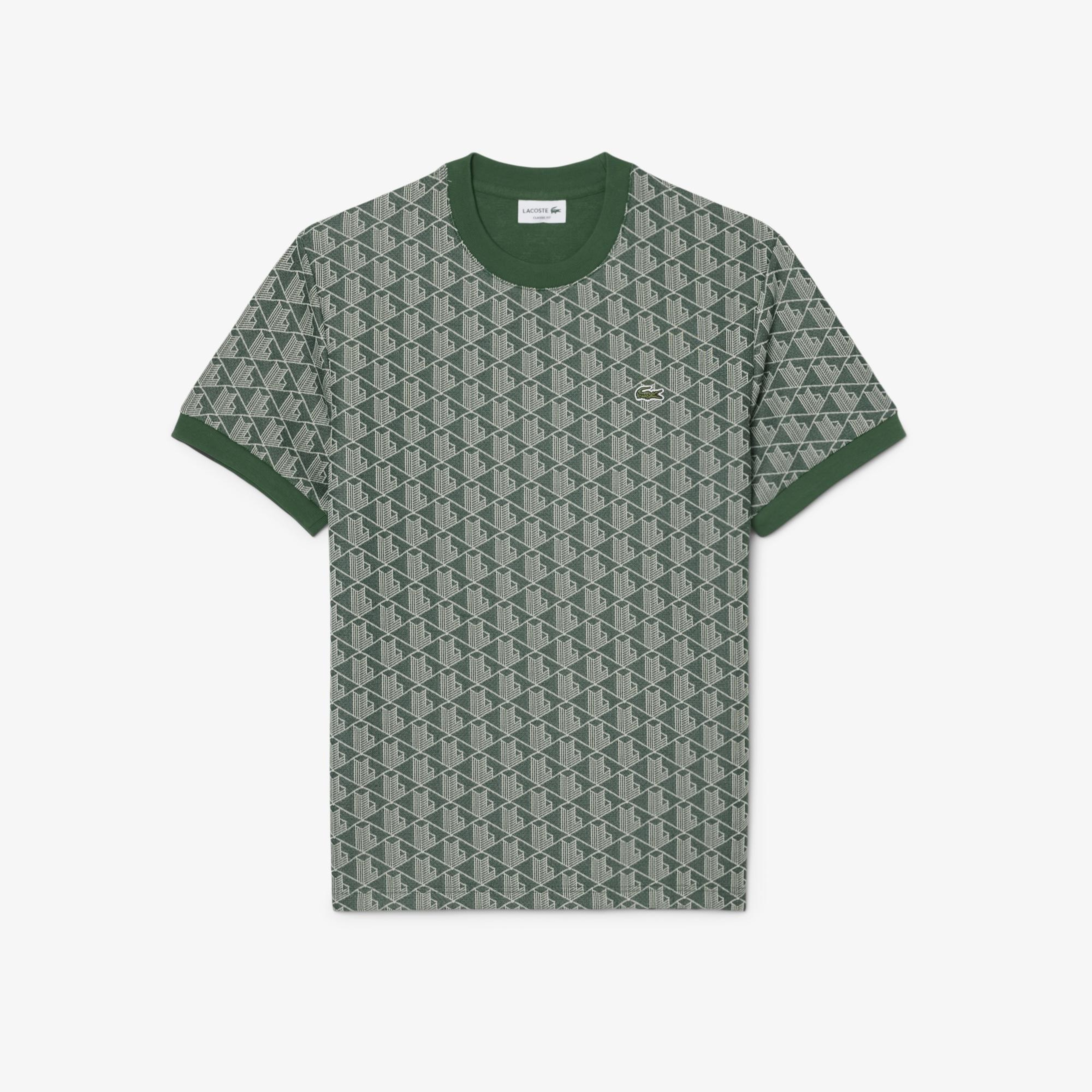 Lacoste Erkek Classic Fit Bisiklet Yaka Monogram Koyu Yeşil T-Shirt