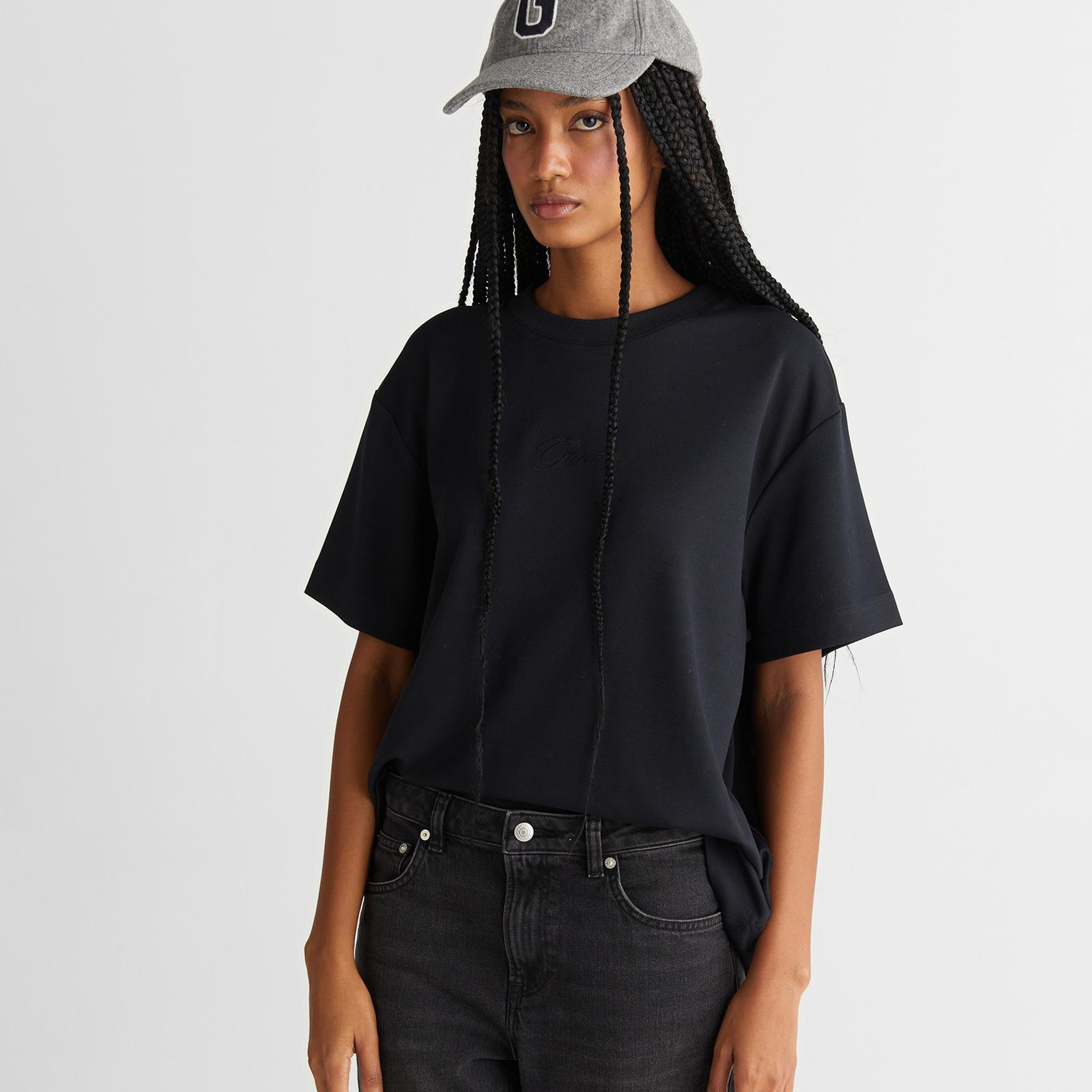 Kadın Siyah Relaxed Fit T-Shirt