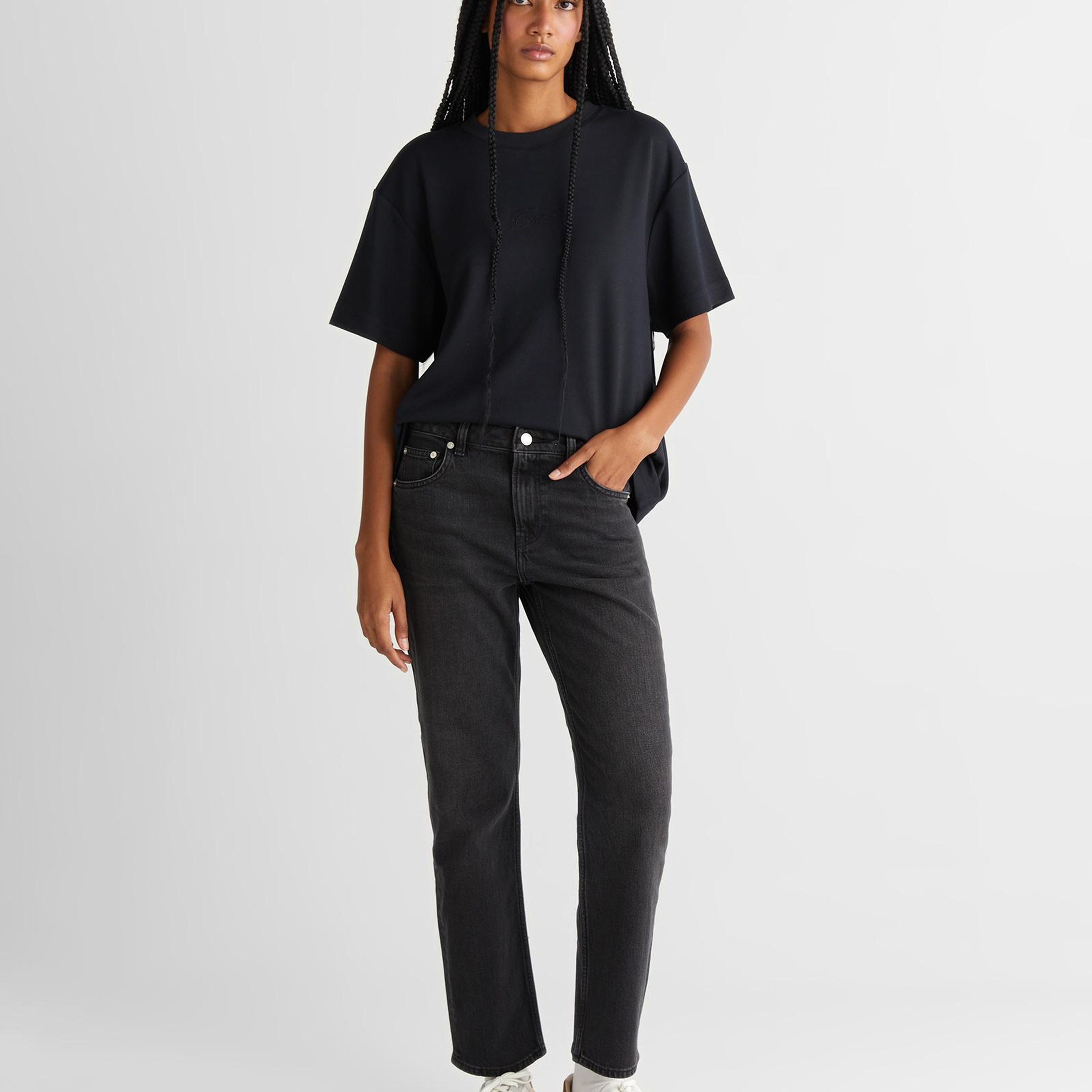 Kadın Siyah Relaxed Fit T-Shirt