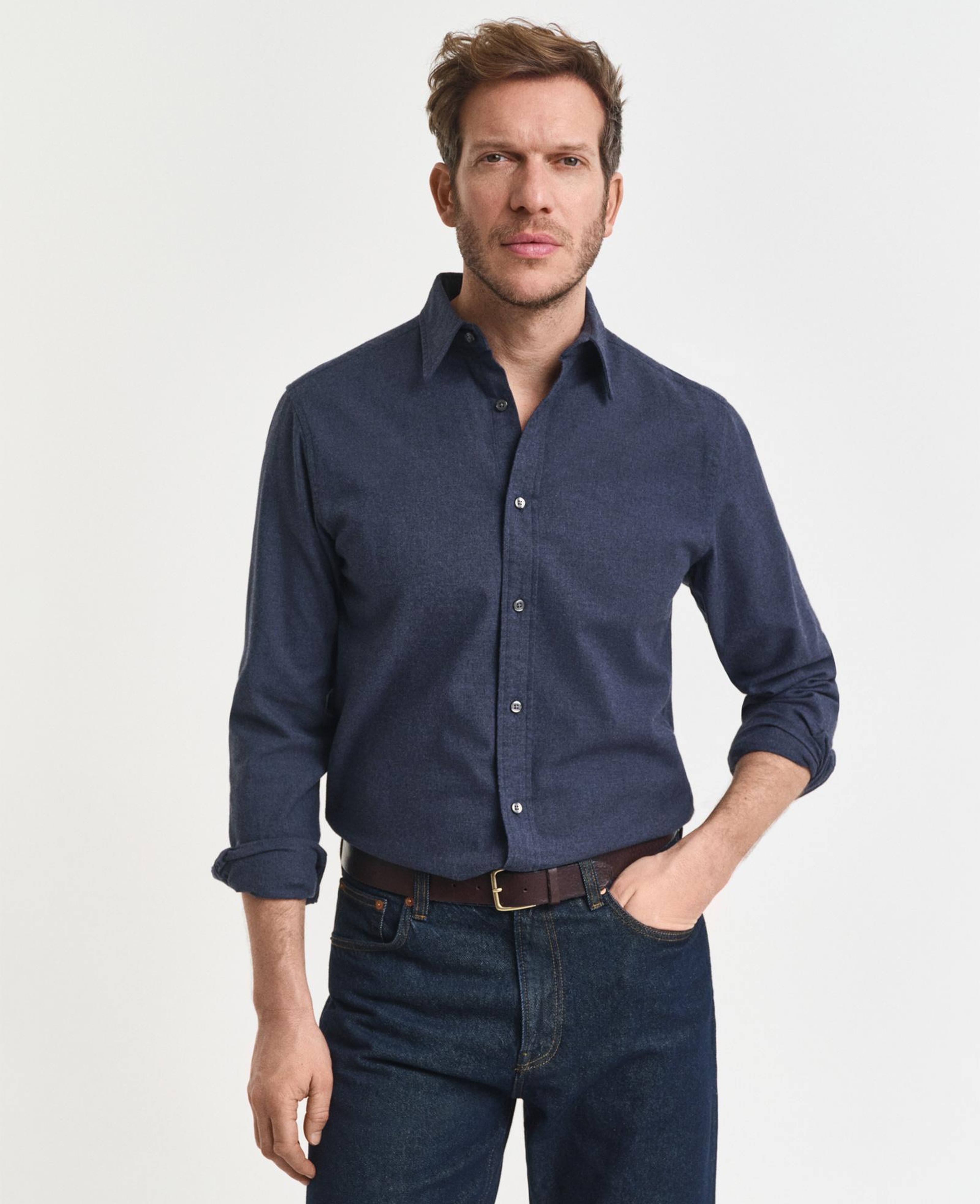 GANT Erkek Beyaz Regular Fit Bisiklet Yaka Gömlek