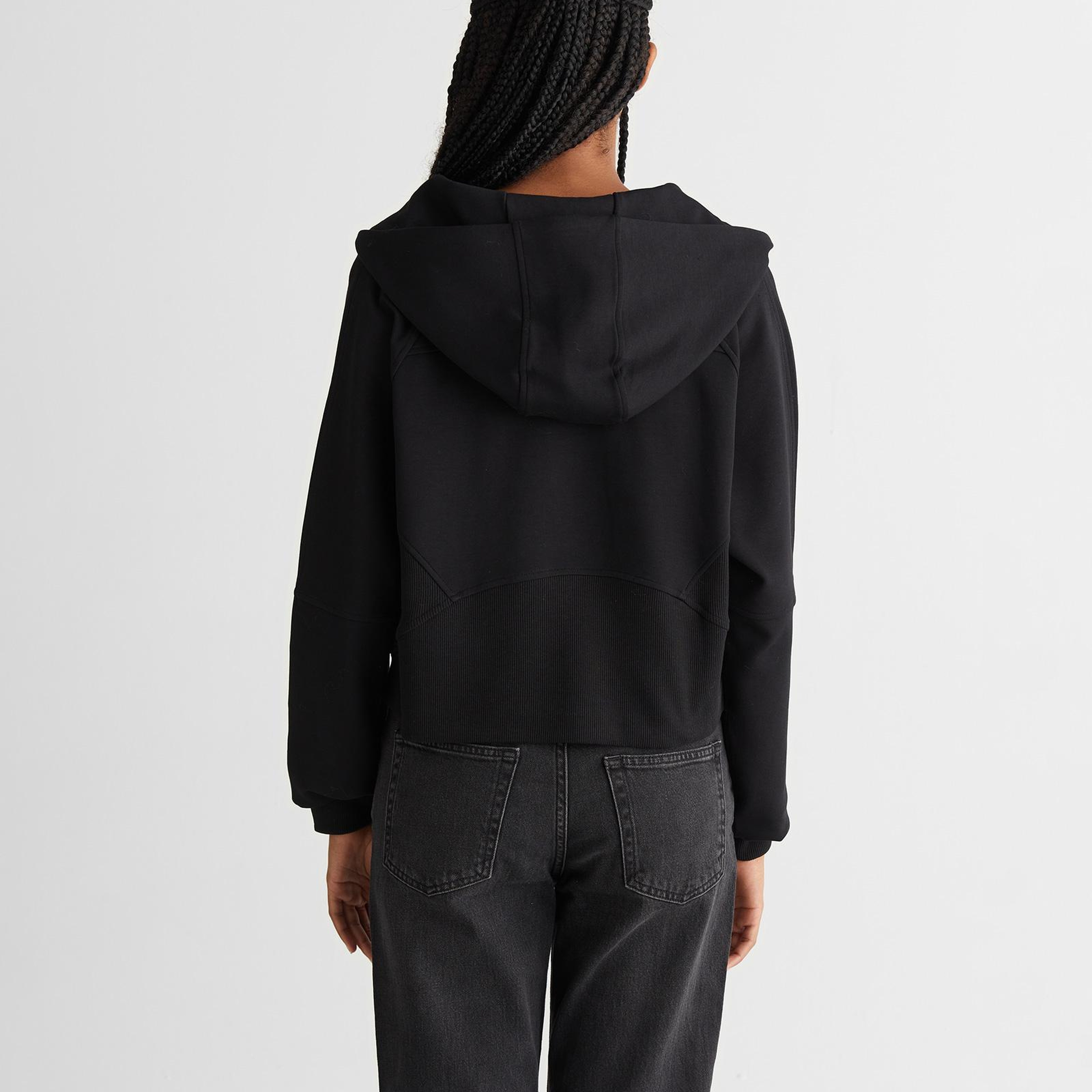 Kadın Siyah Regular Fit Kapüşonlu Sweatshirt