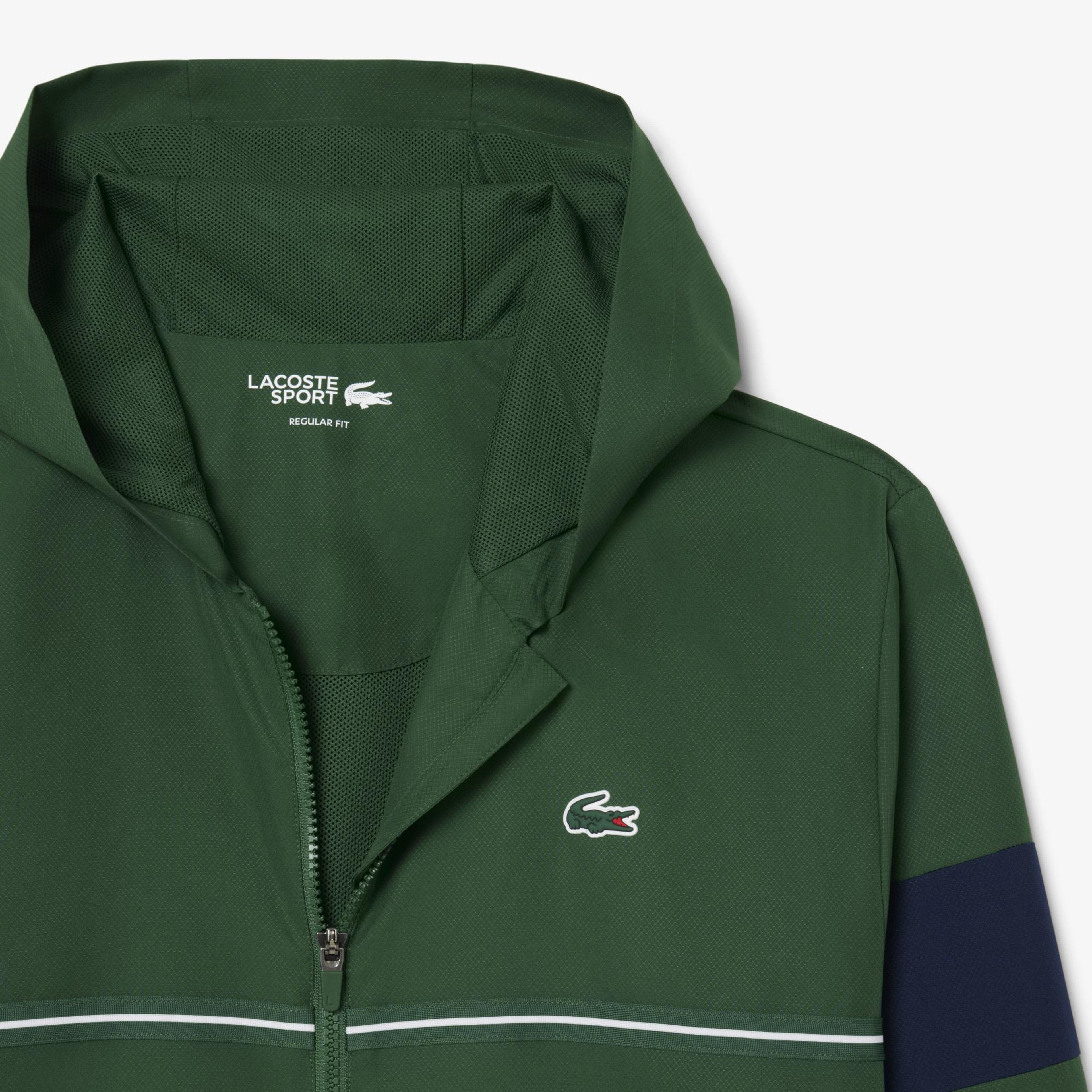 Lacoste Erkek Regular Fit Kapüşonlu Renk Bloklu Yeşil Ceket
