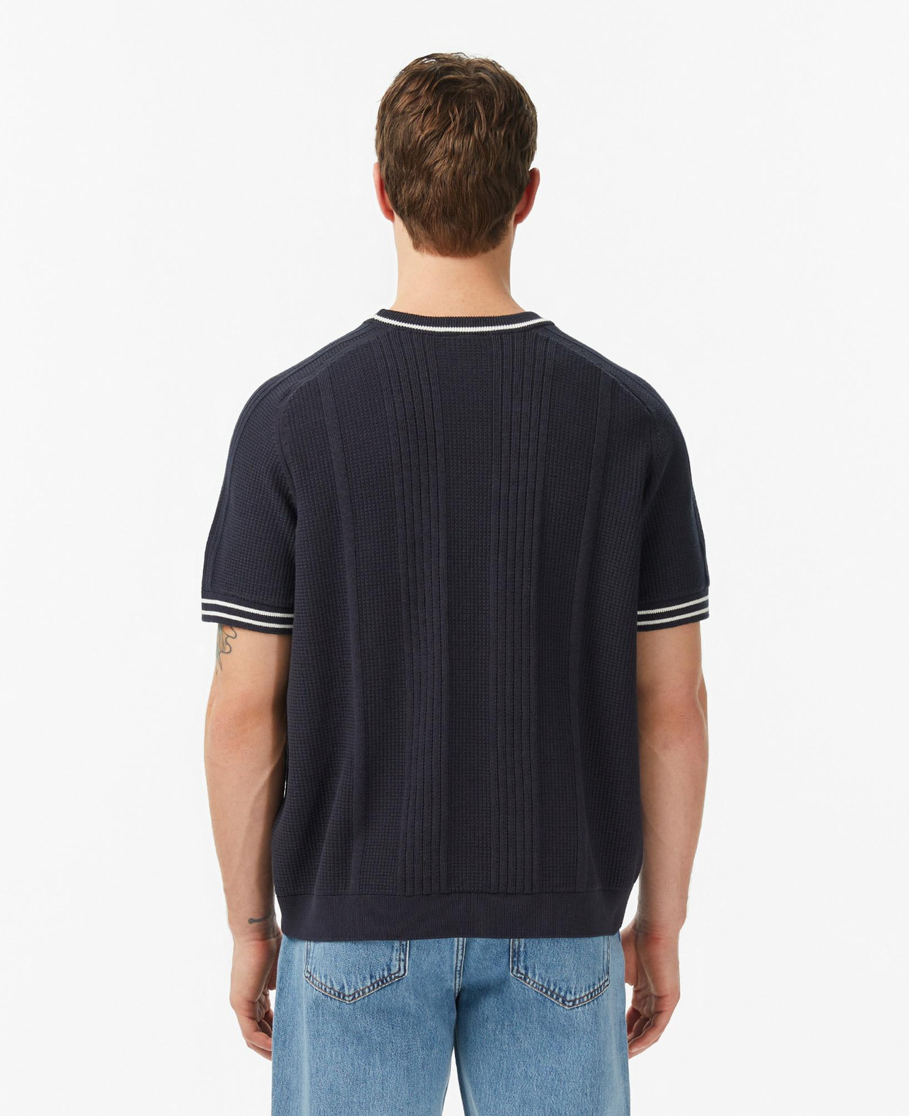 Lacoste Erkek Classic Fit Kısa Kollu Bisiklet Yaka Çizgili Koyu Gri Triko