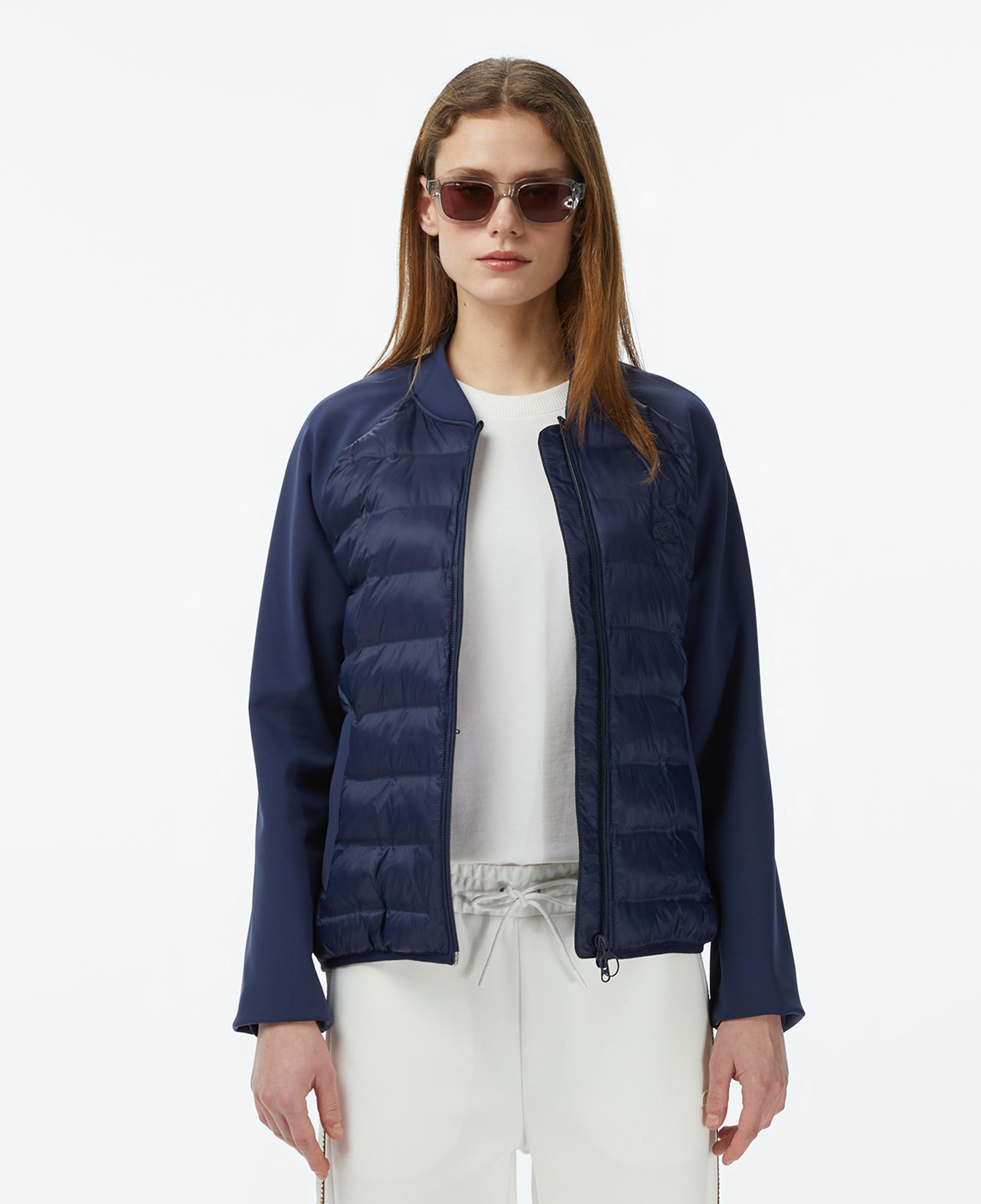 Lacoste Kadın Regular Fit Dik Yaka Renk Bloklu Lacivert Mont