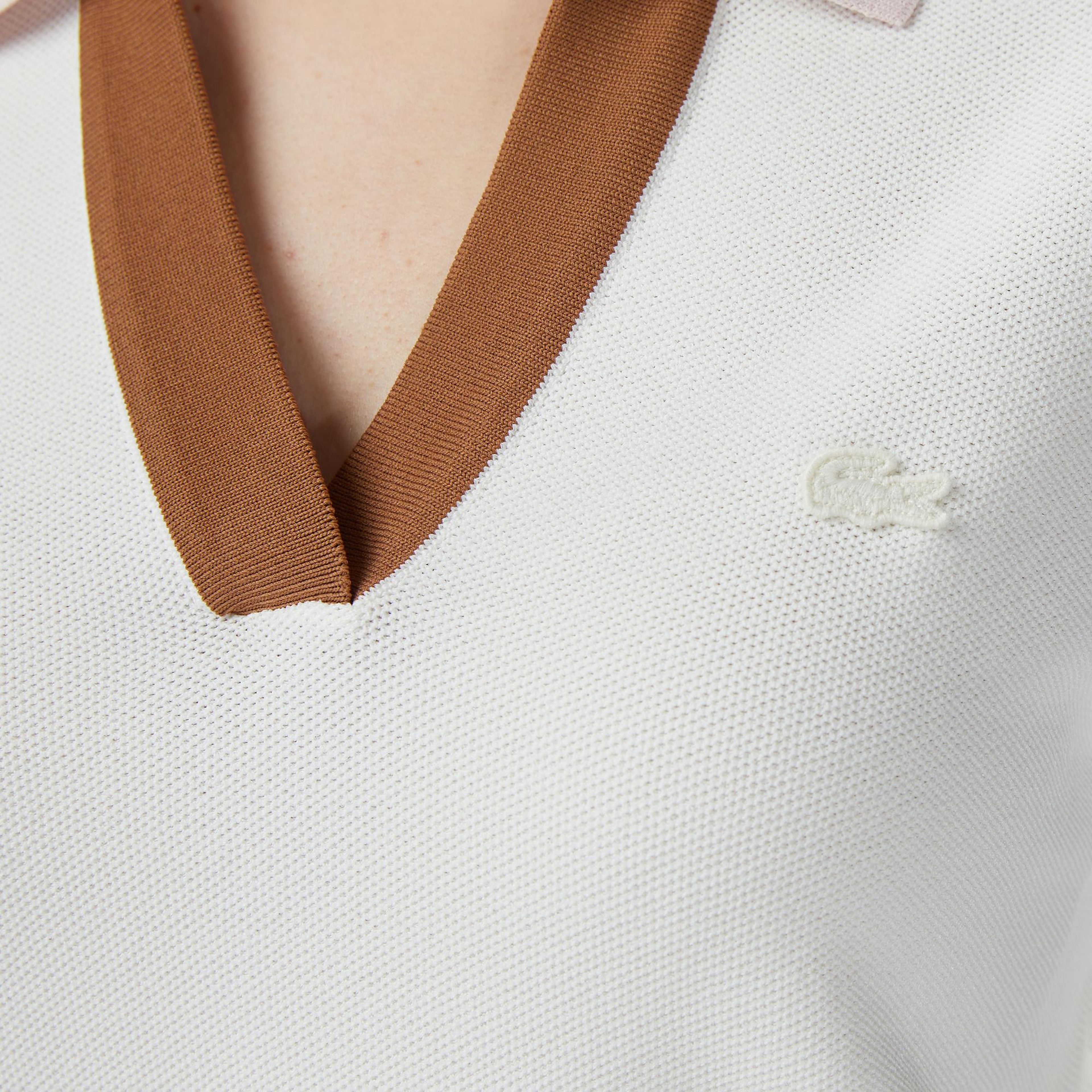 Lacoste Kadın Regular Fit Kısa Kollu Polo Yaka Krem Triko