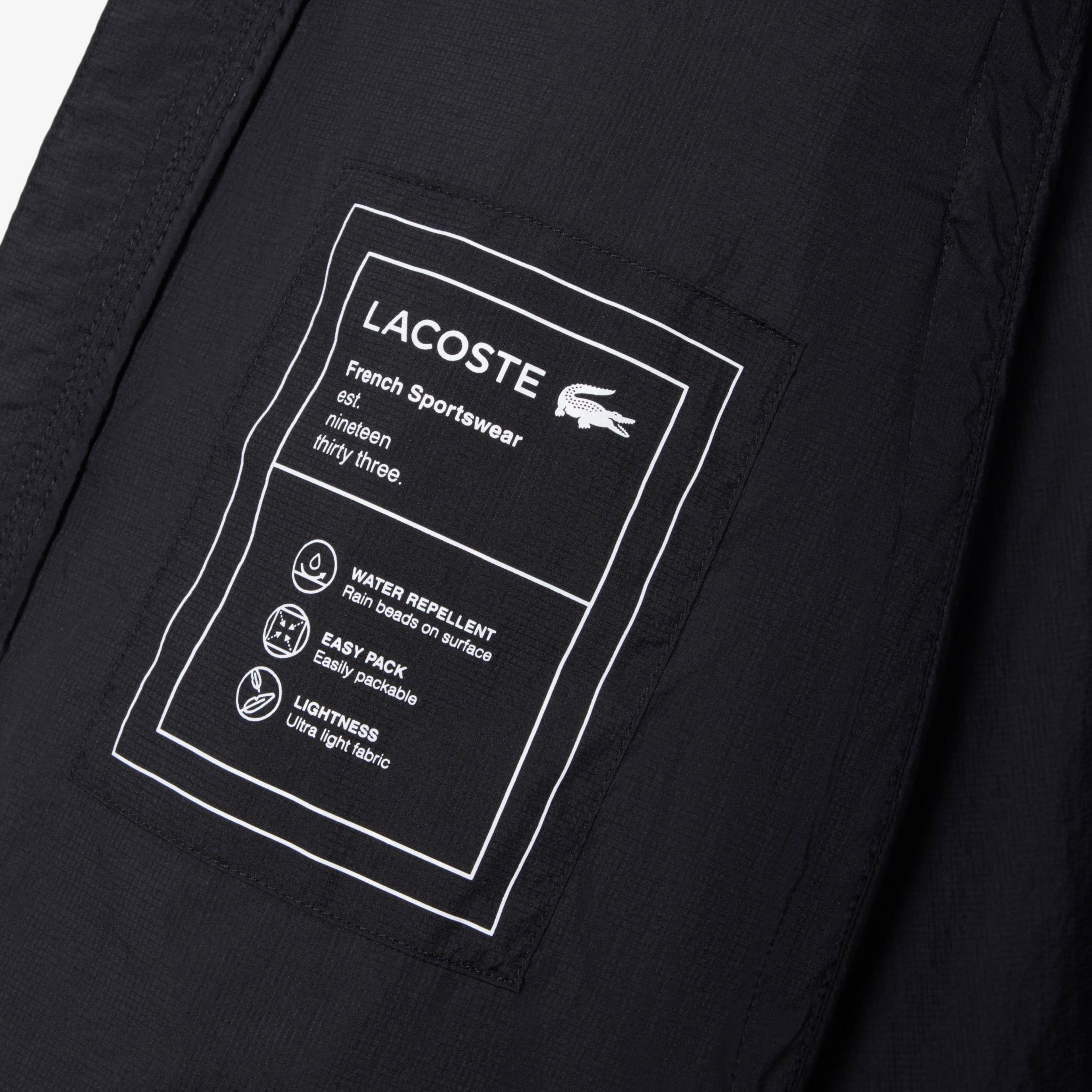 Lacoste Erkek Kapüşonlu Siyah Yağmurluk