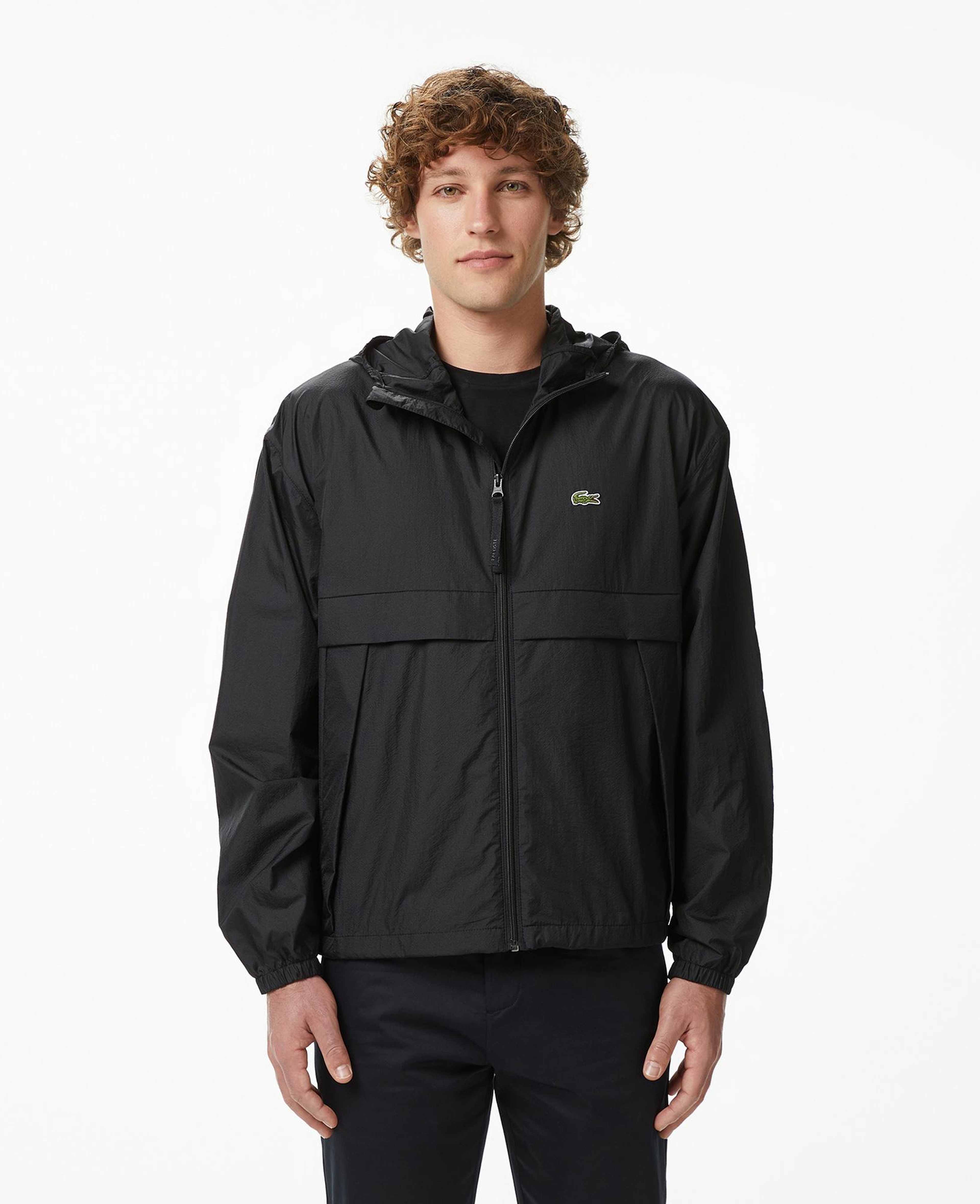 Lacoste Erkek Kapüşonlu Siyah Yağmurluk