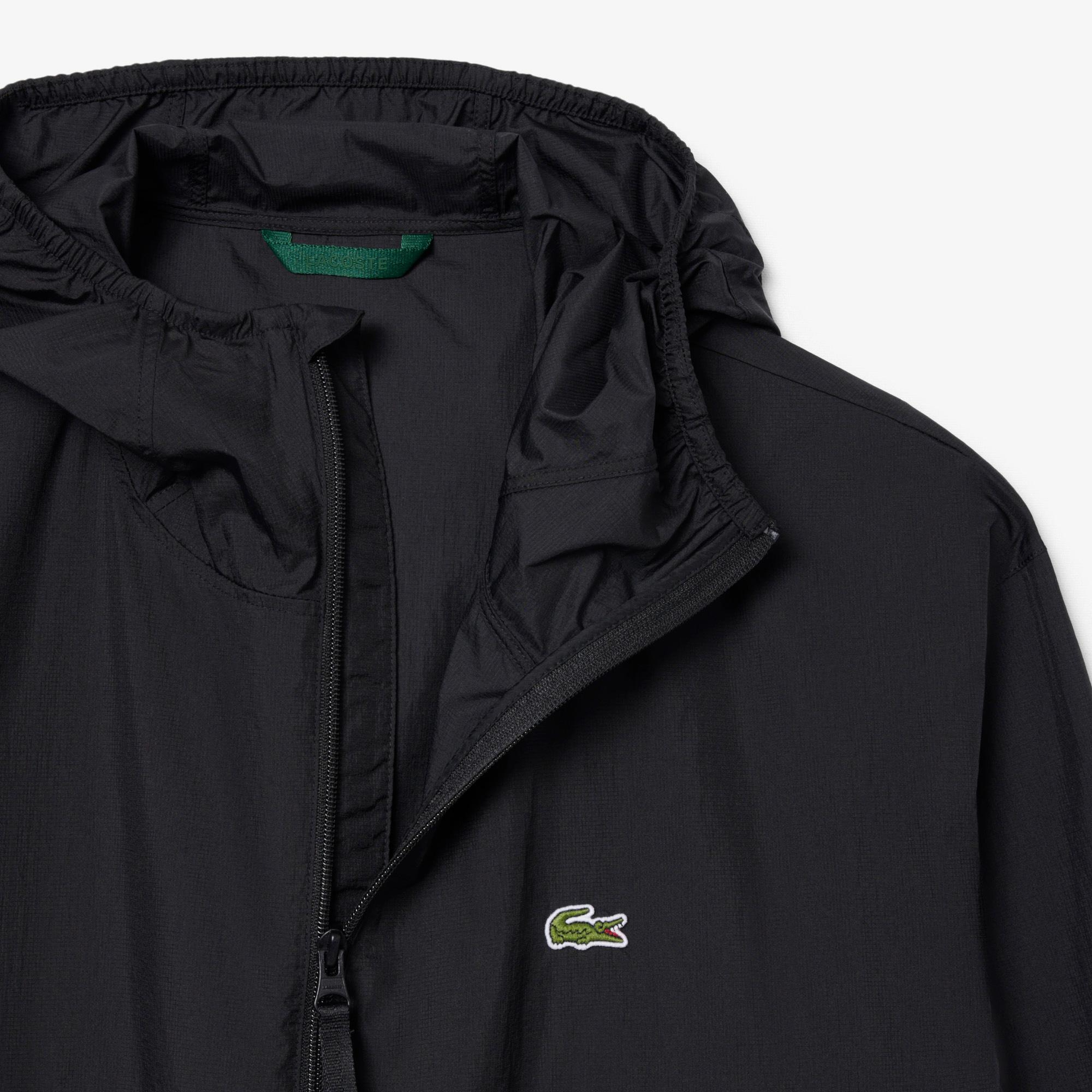 Lacoste Erkek Kapüşonlu Siyah Yağmurluk