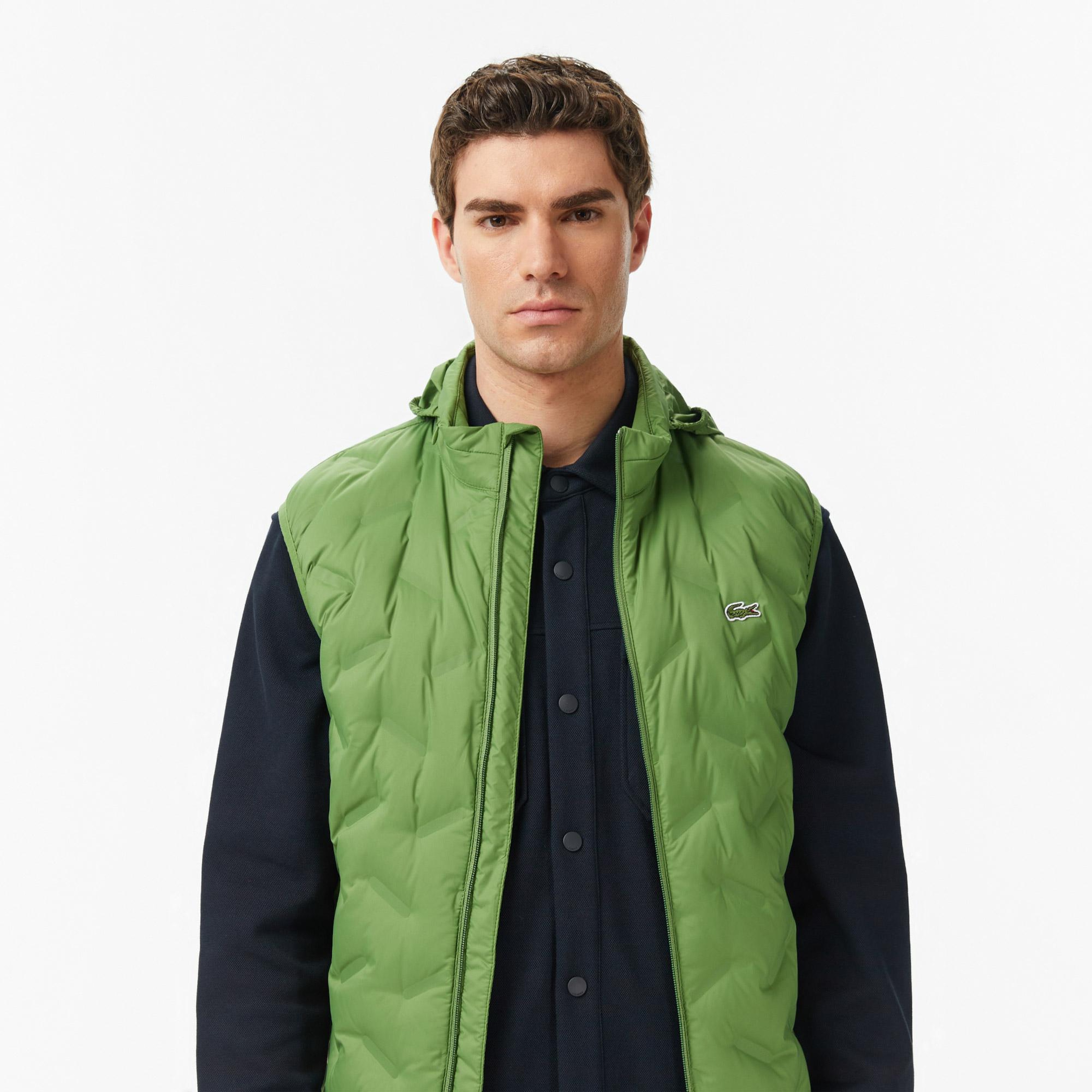 Lacoste Erkek Regular Fit Dik Yaka Kapitone Yeşil Yelek