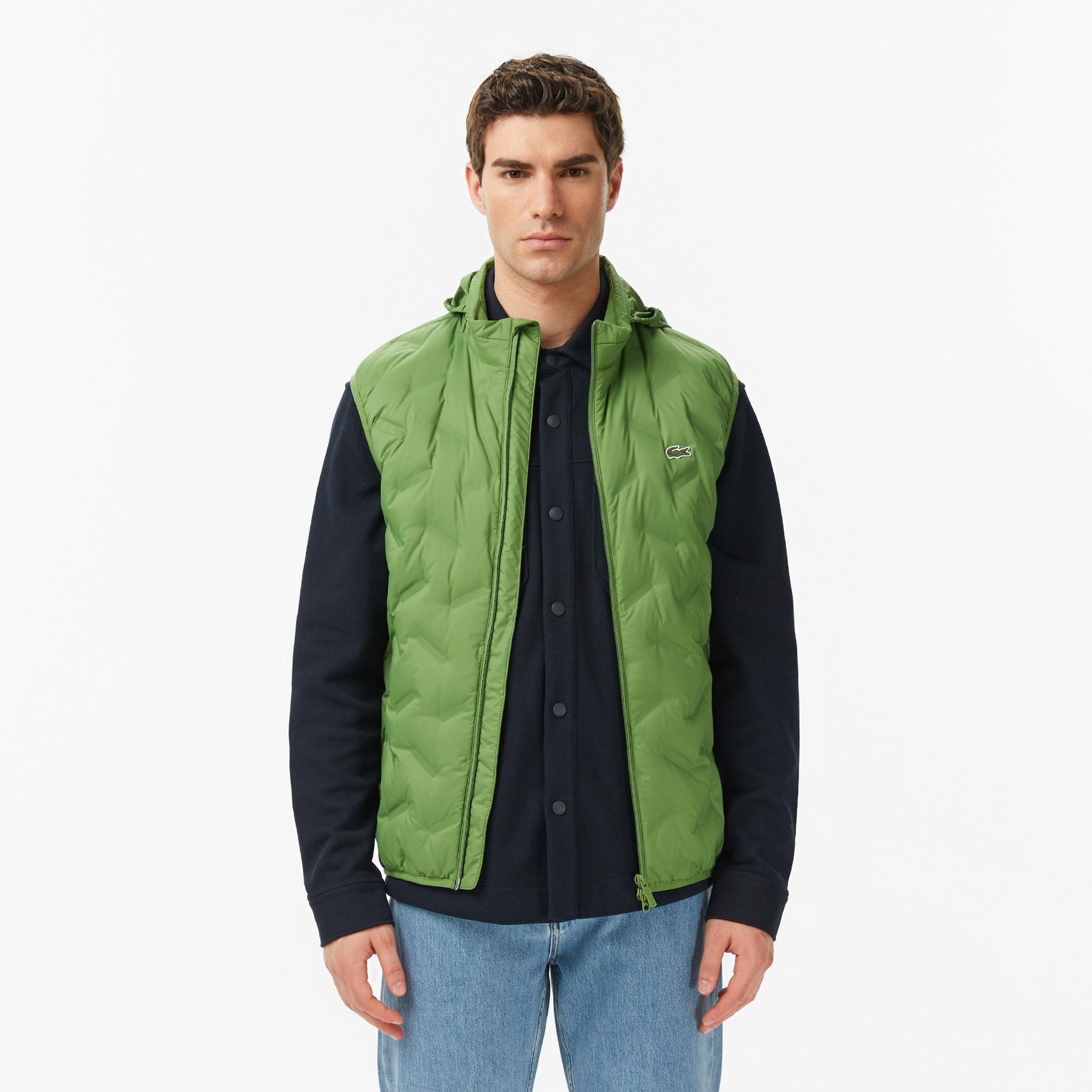 Lacoste Erkek Regular Fit Dik Yaka Kapitone Yeşil Yelek