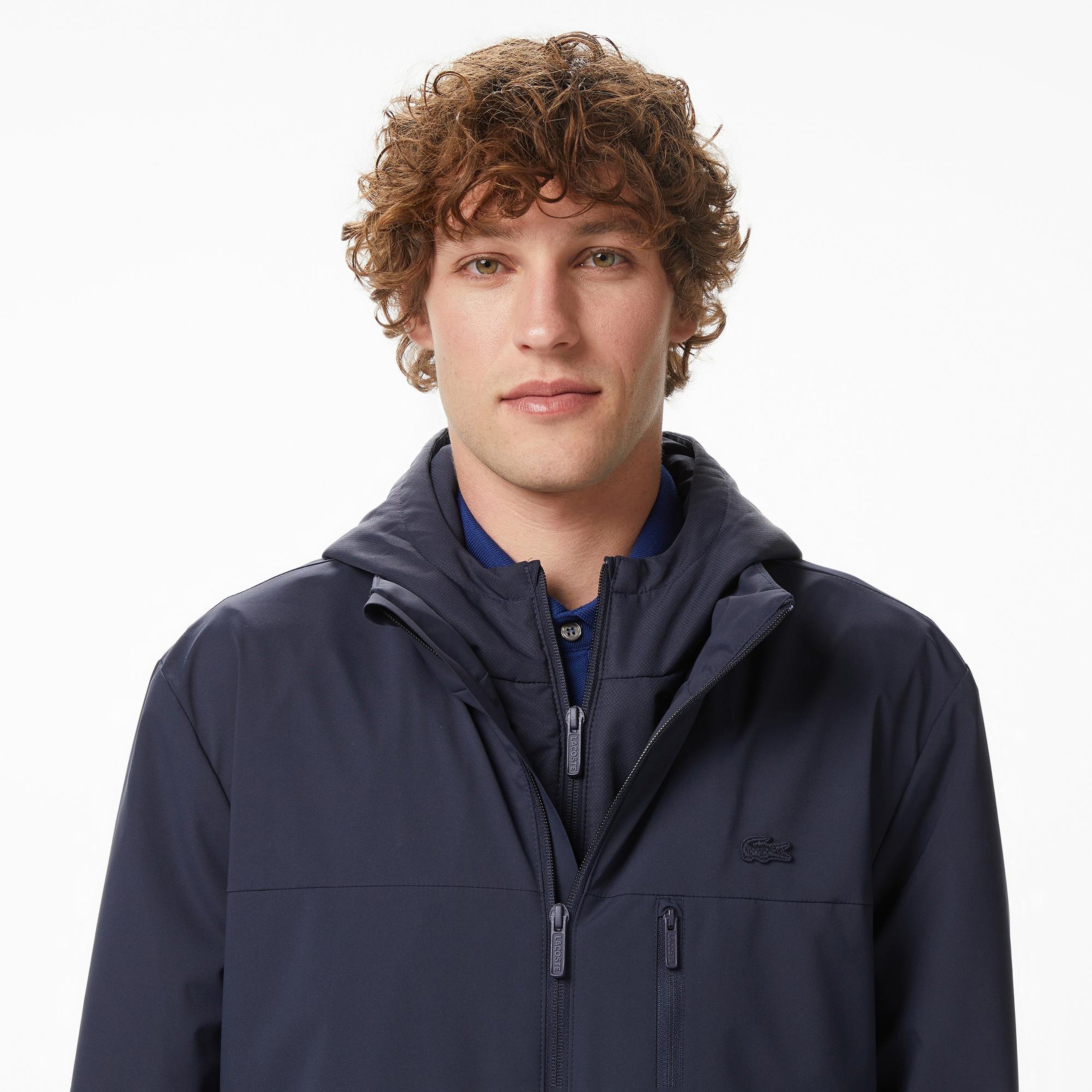 Lacoste Erkek Relaxed Fit Kapüşonlu Lacivert Mont