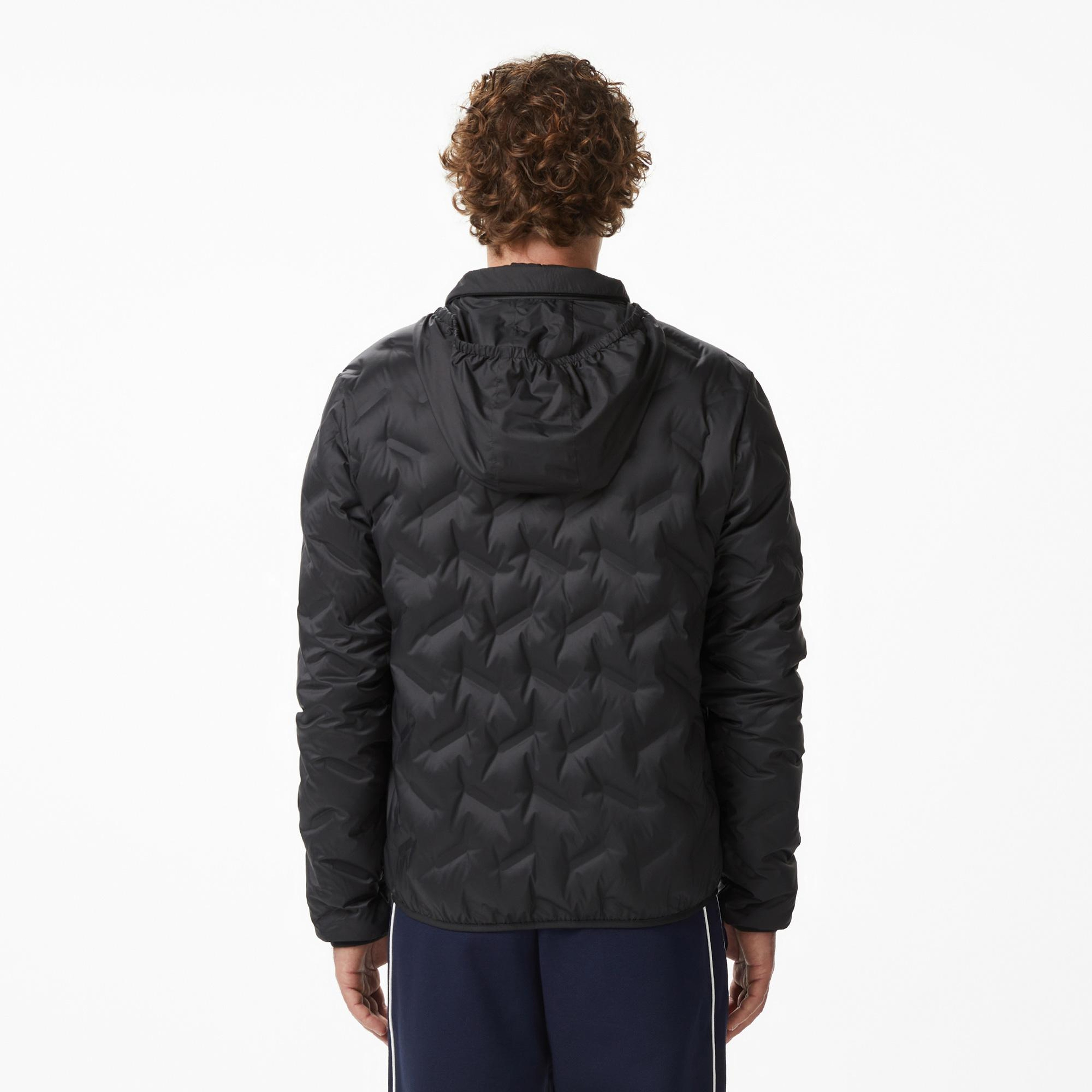 Lacoste Erkek Regular Fit Dik Yaka Kapitone Siyah Mont