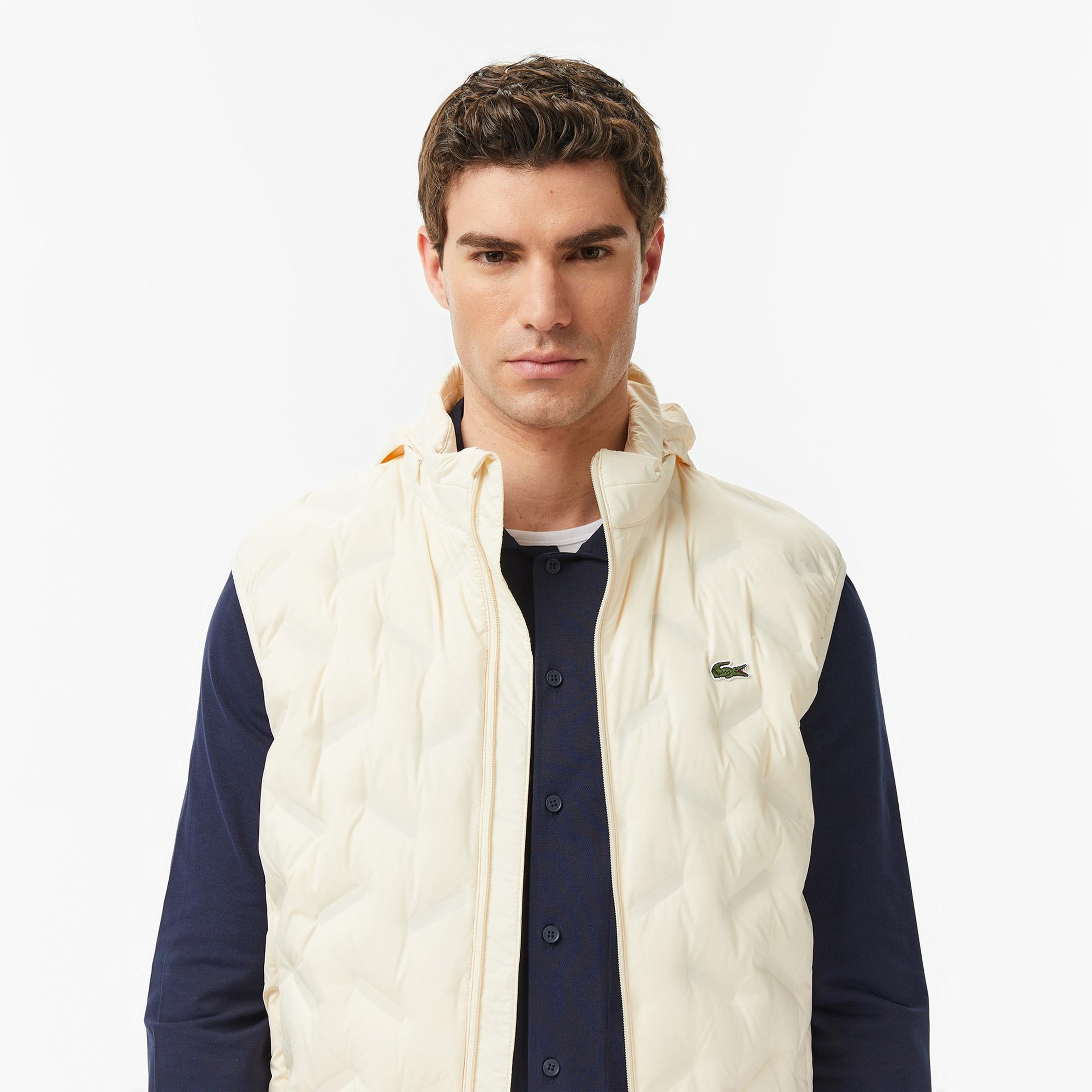 Lacoste Erkek Regular Fit Dik Yaka Kapitone Bej Yelek