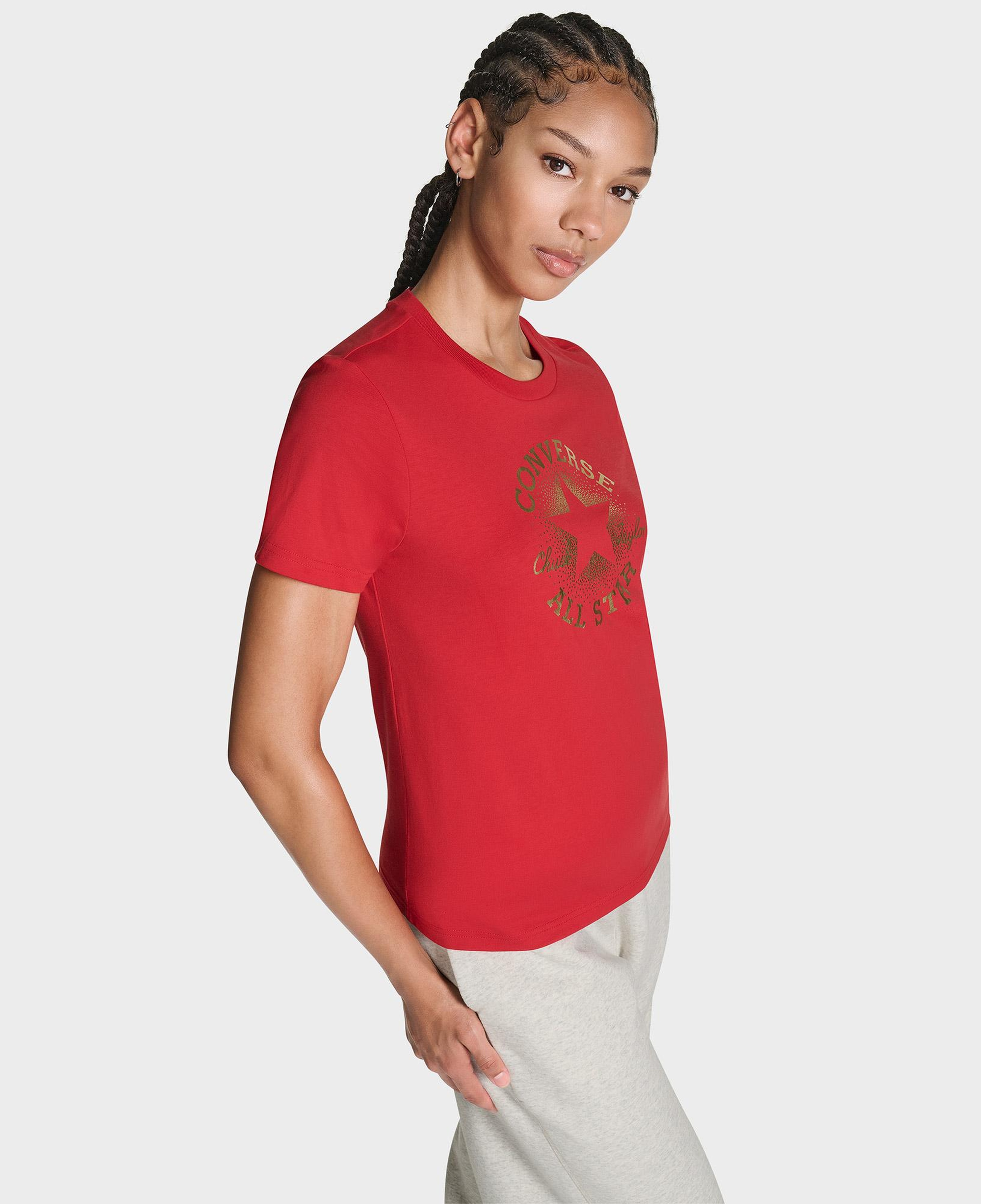 Converse Kadın Chuck Logolu Matalik Kırmızı T-Shirt