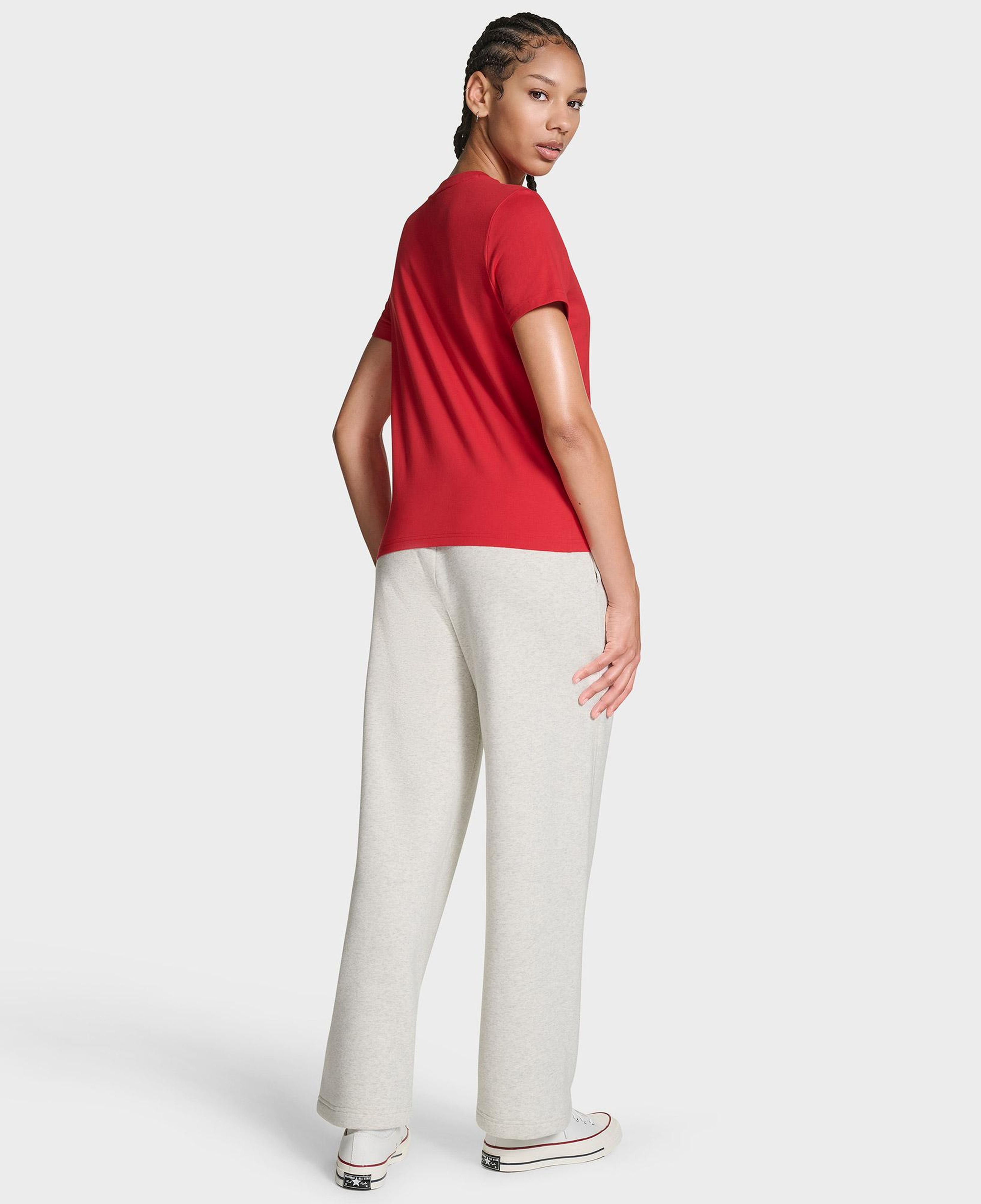 Converse Kadın Chuck Logolu Matalik Kırmızı T-Shirt