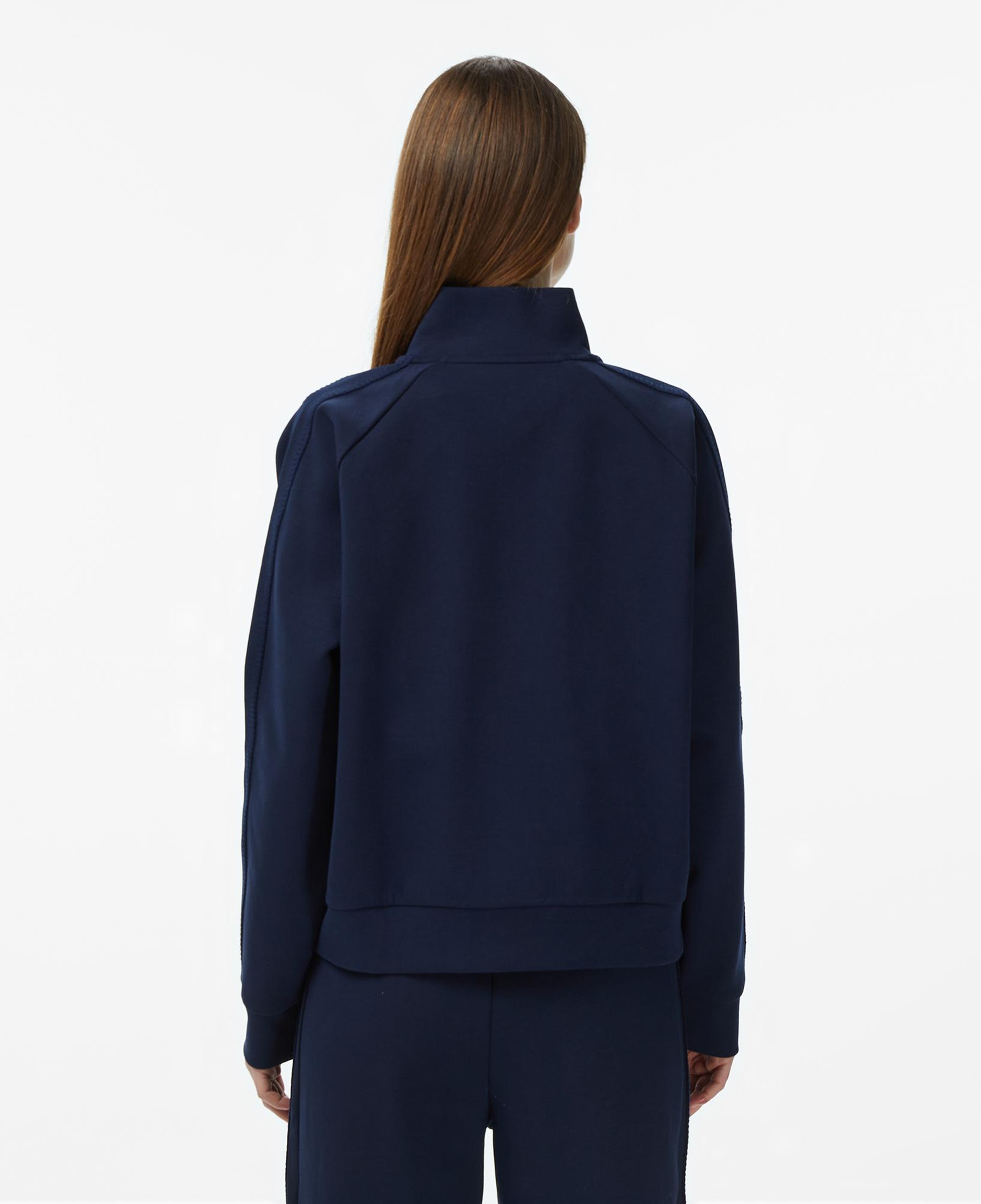 Lacoste Kadın Loose Fit Dik Yaka Lacivert Sweatshirt