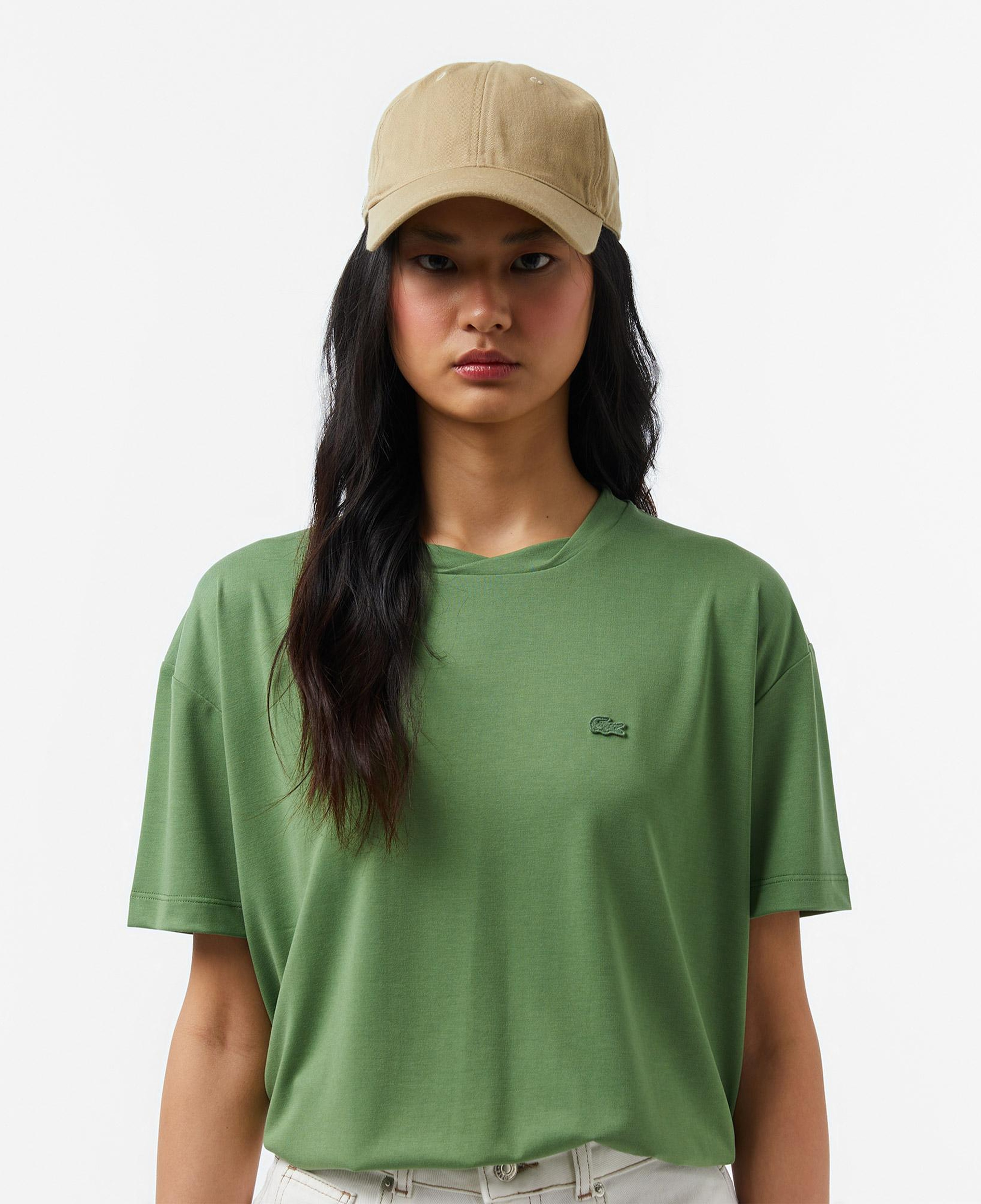 Lacoste Kadın Relaxed Fit Bisiklet Yaka Yeşil T-Shirt