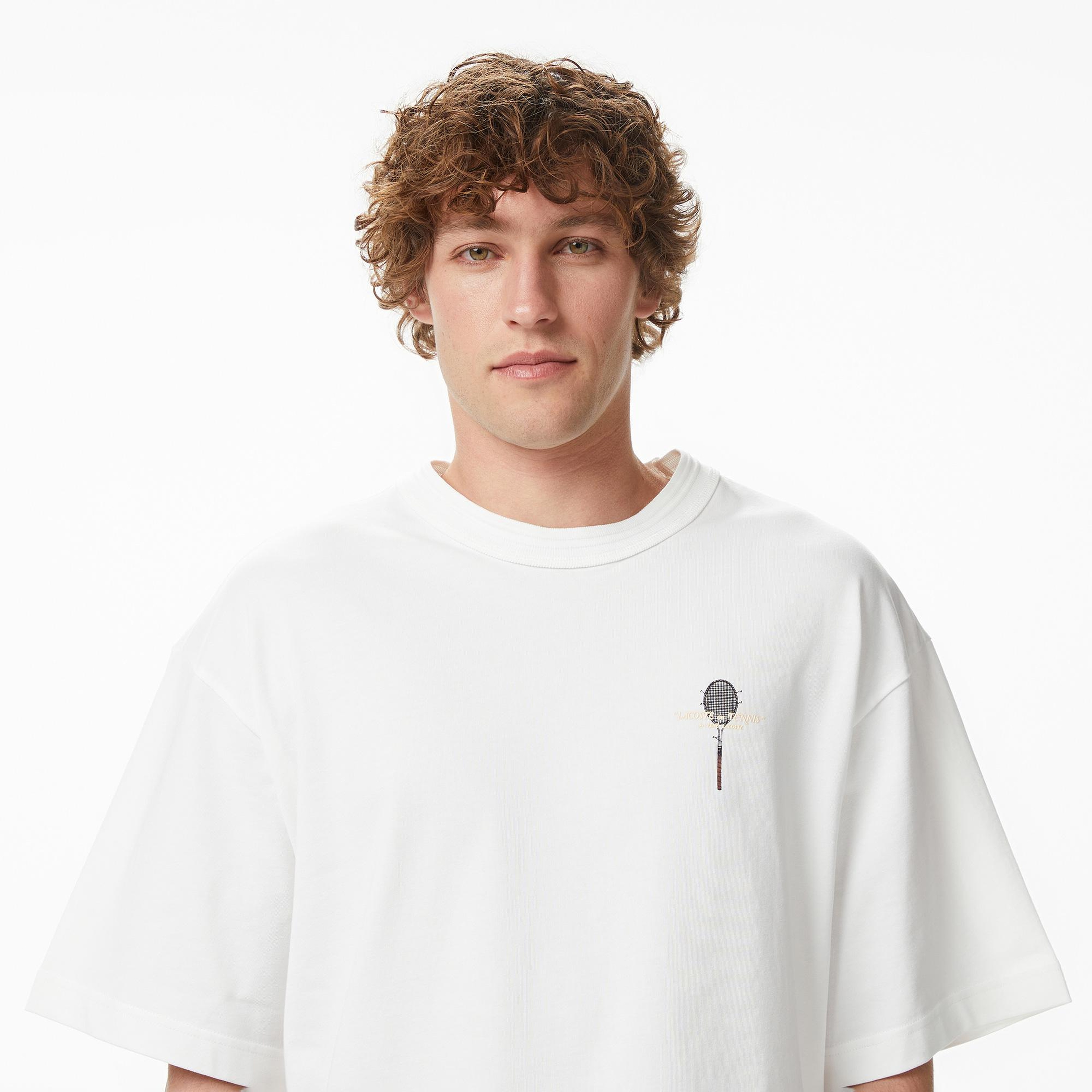 Lacoste Erkek Loose Fit Bisiklet Yaka Beyaz T-Shirt