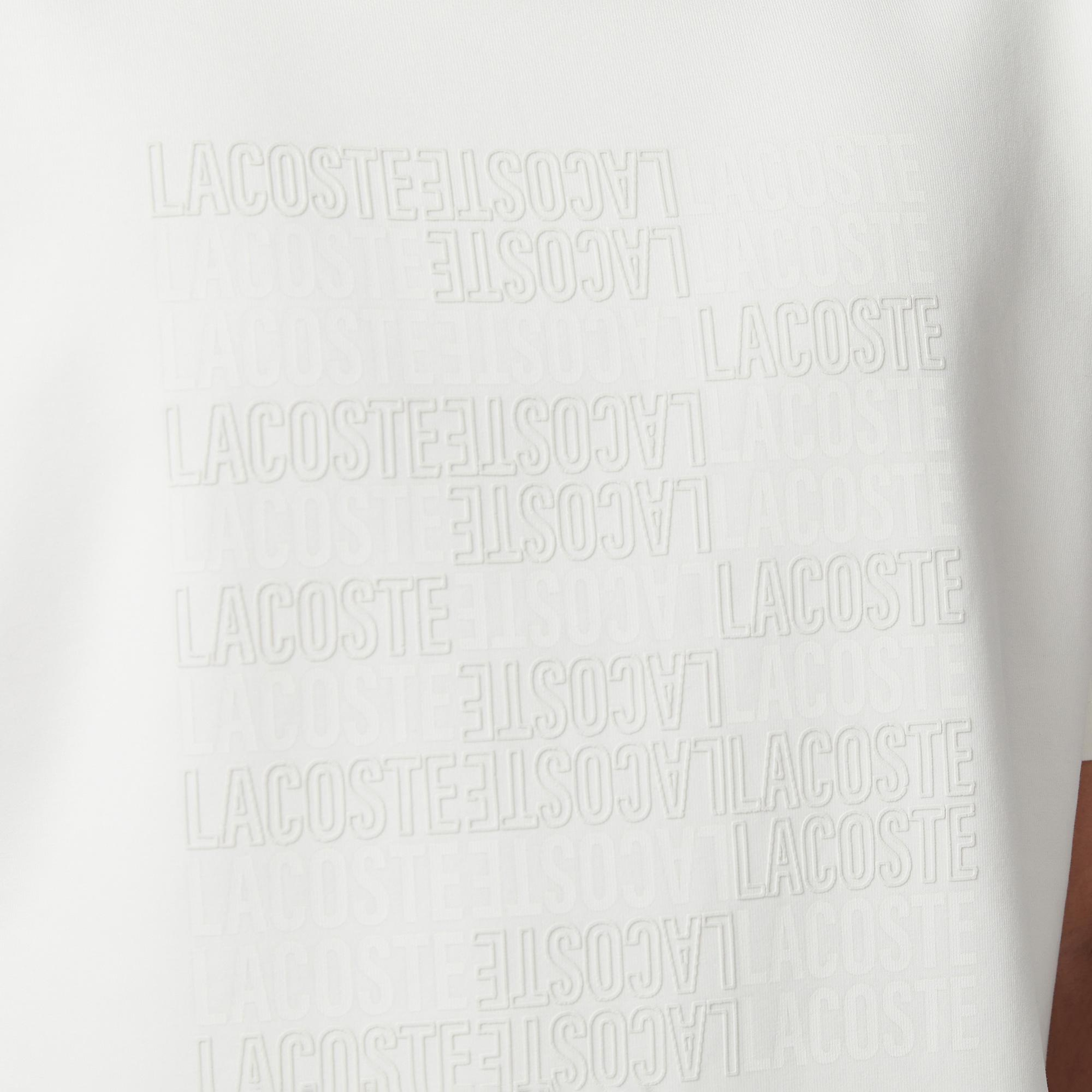 Lacoste Erkek Relaxed Fit Bisiklet Yaka Baskılı Krem T-Shirt