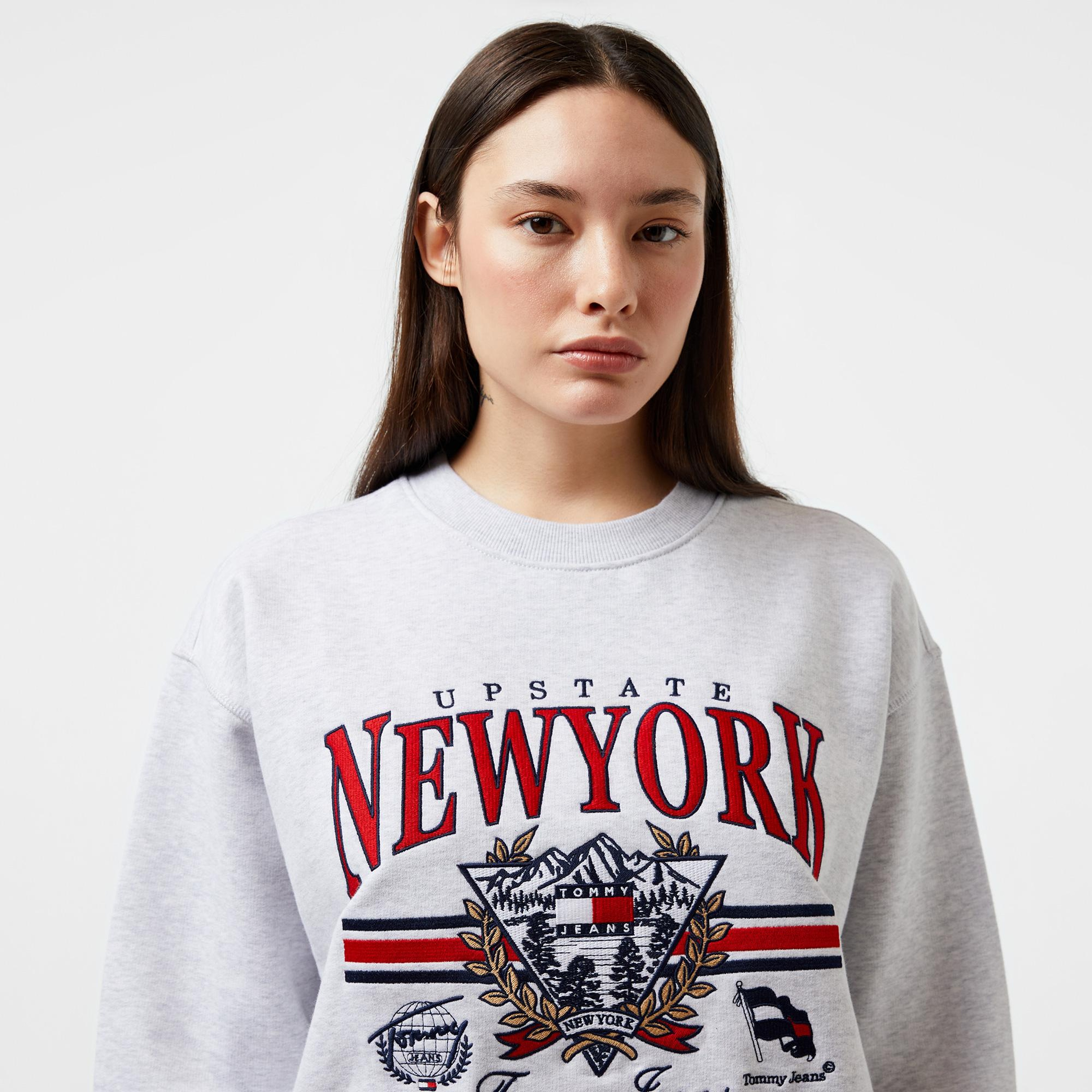 Tommy Hilfiger Jeans Vintage Prep 2 Crew Kadın Gri Sweatshirt