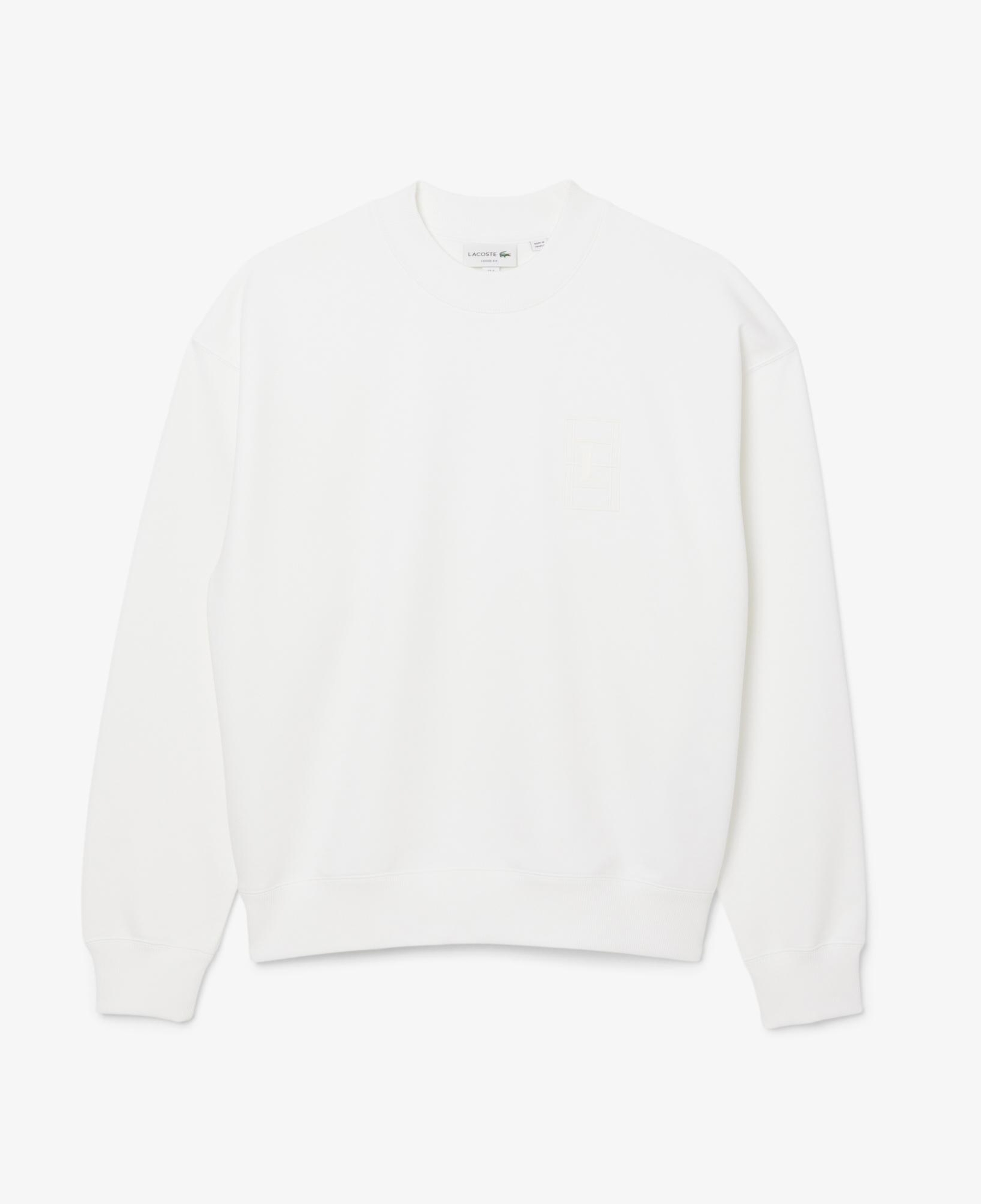 Lacoste Erkek Loose Fit Bisiklet Yaka Beyaz Sweatshirt