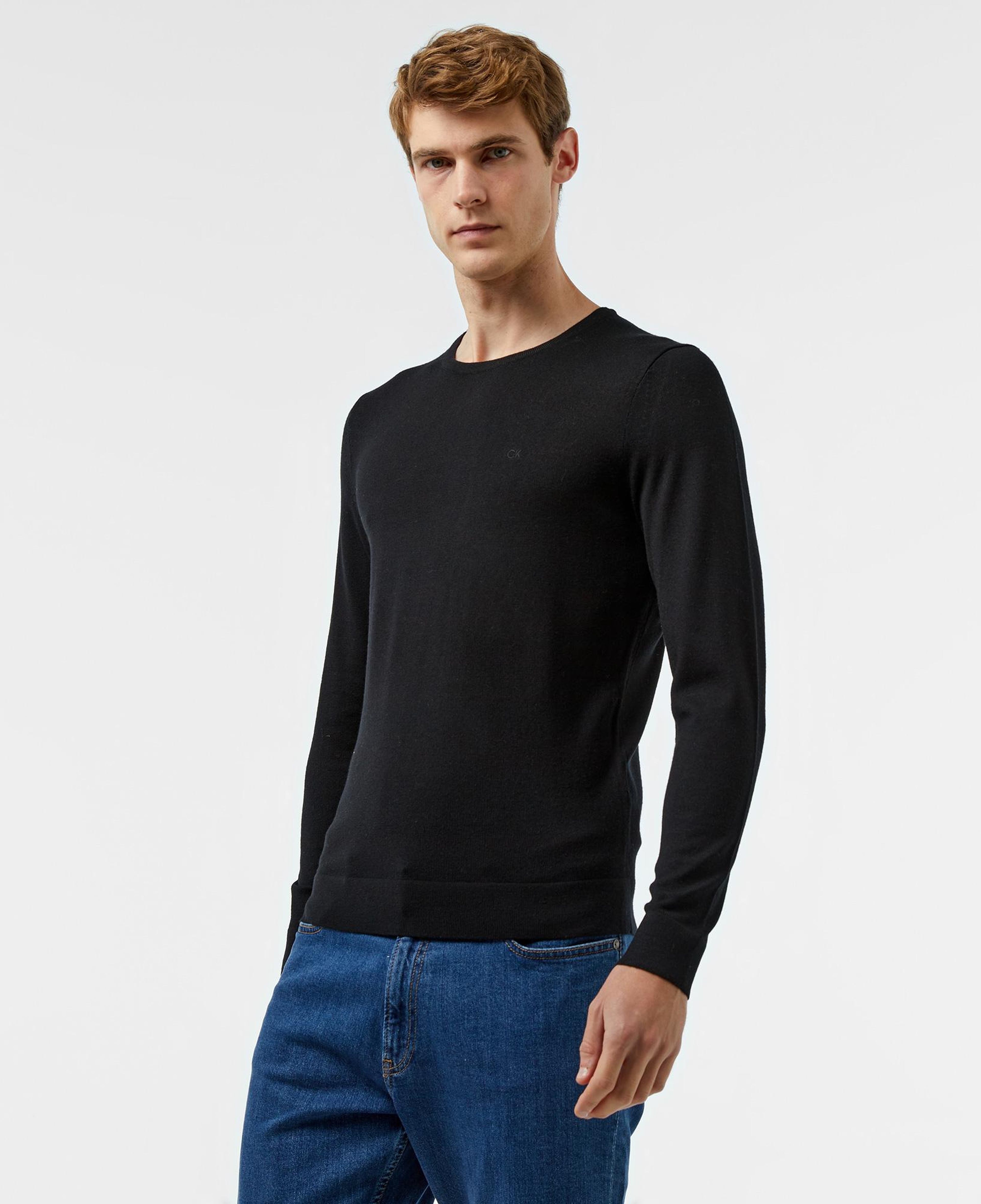 Calvin Klein Merino Bisiklet Yaka Erkek Siyah Kazak