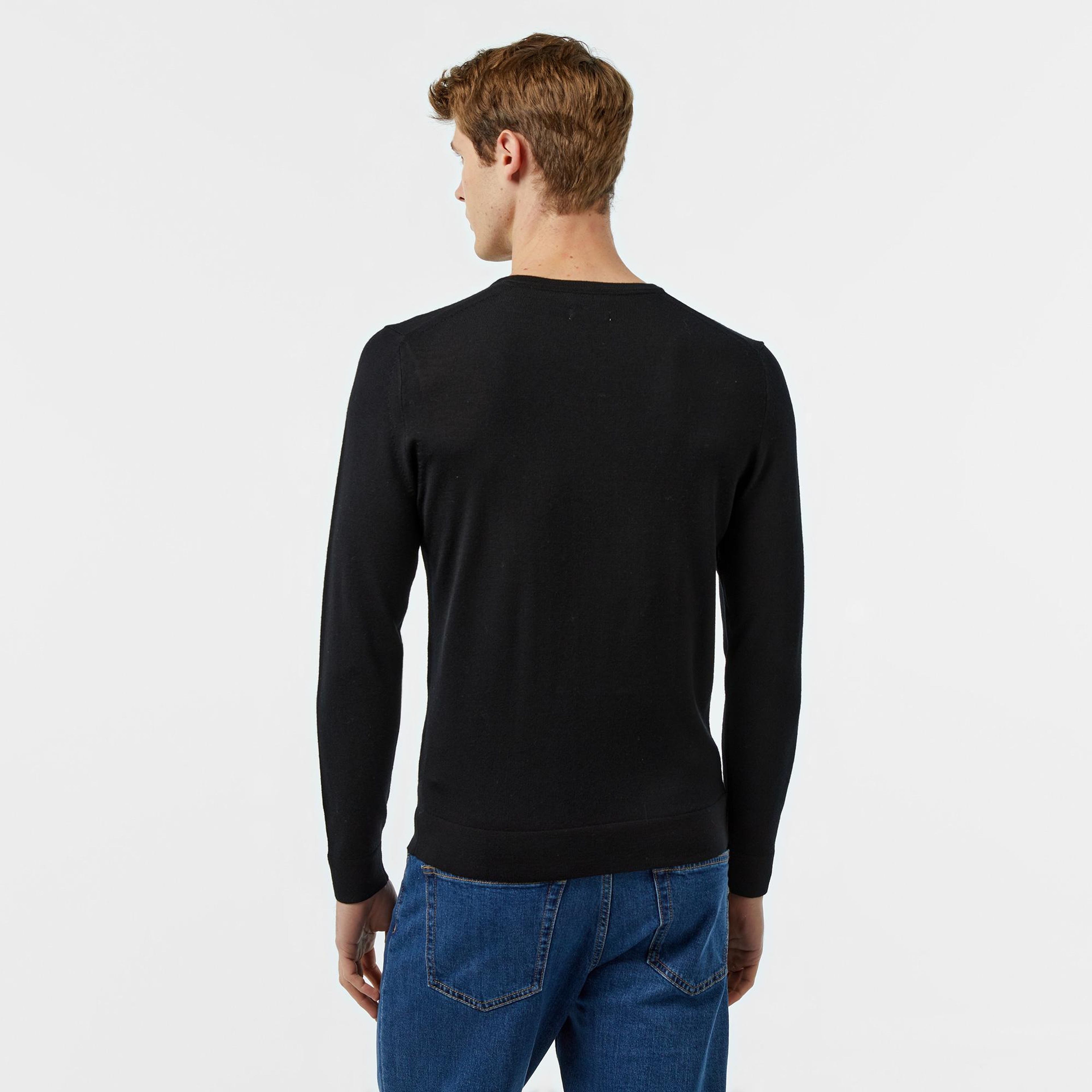Calvin Klein Merino Bisiklet Yaka Erkek Siyah Kazak
