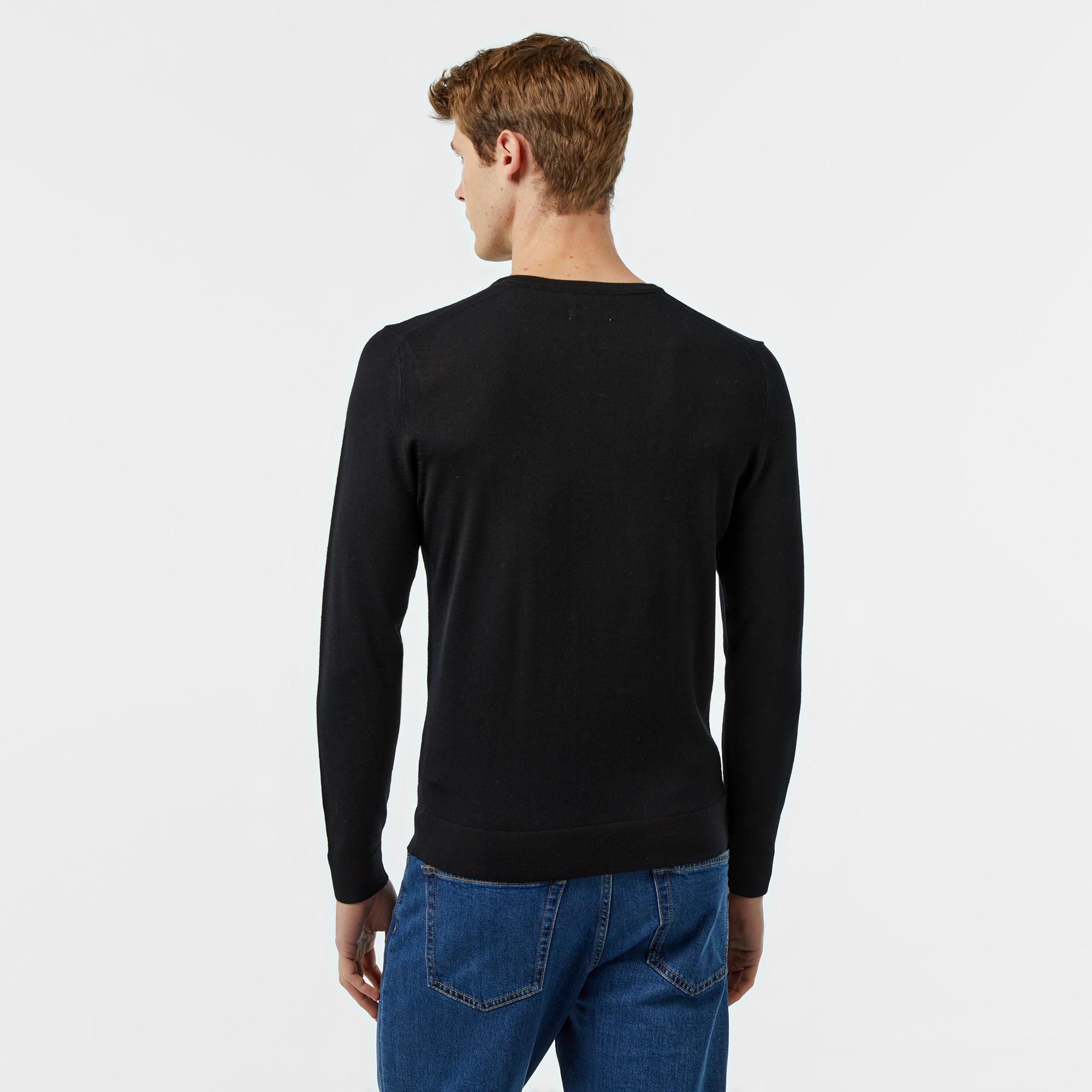 Calvin Klein Merino Bisiklet Yaka Erkek Siyah Kazak