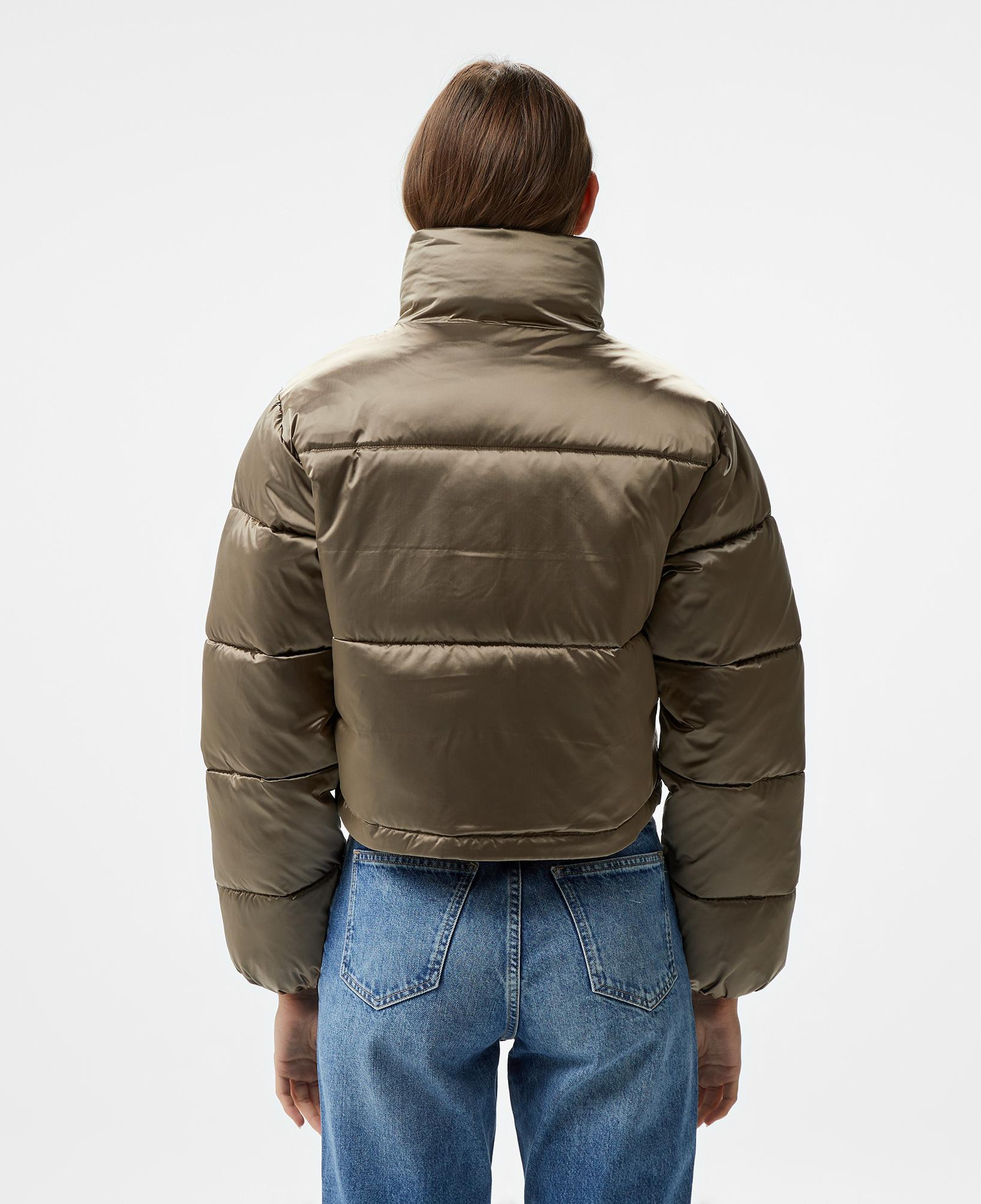 Calvin Klein Jeans Shiny Cropped Puffer Kadın Gri Ceket