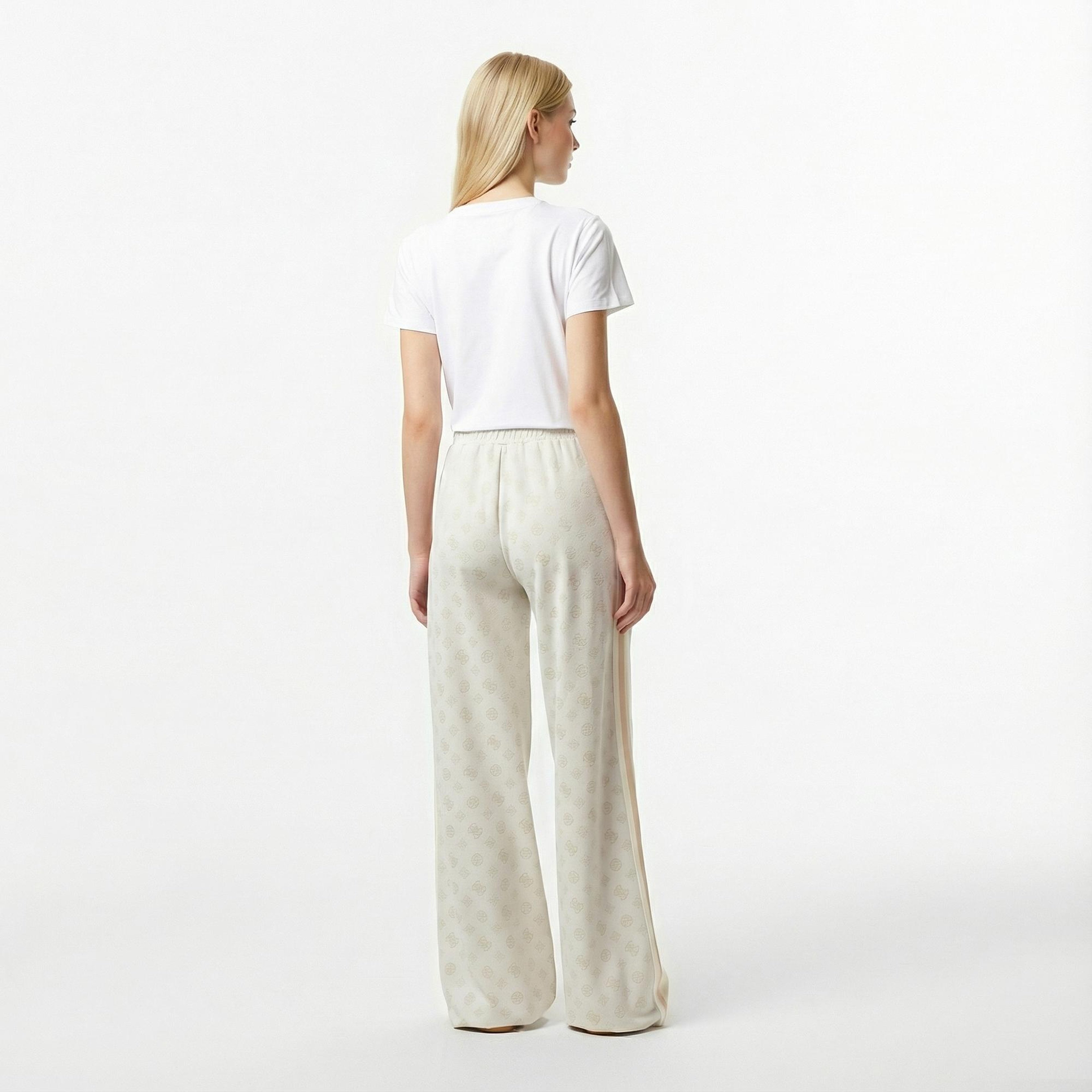 Guess Peony Palazzo Fit Kadın Beyaz Eşofman Altı