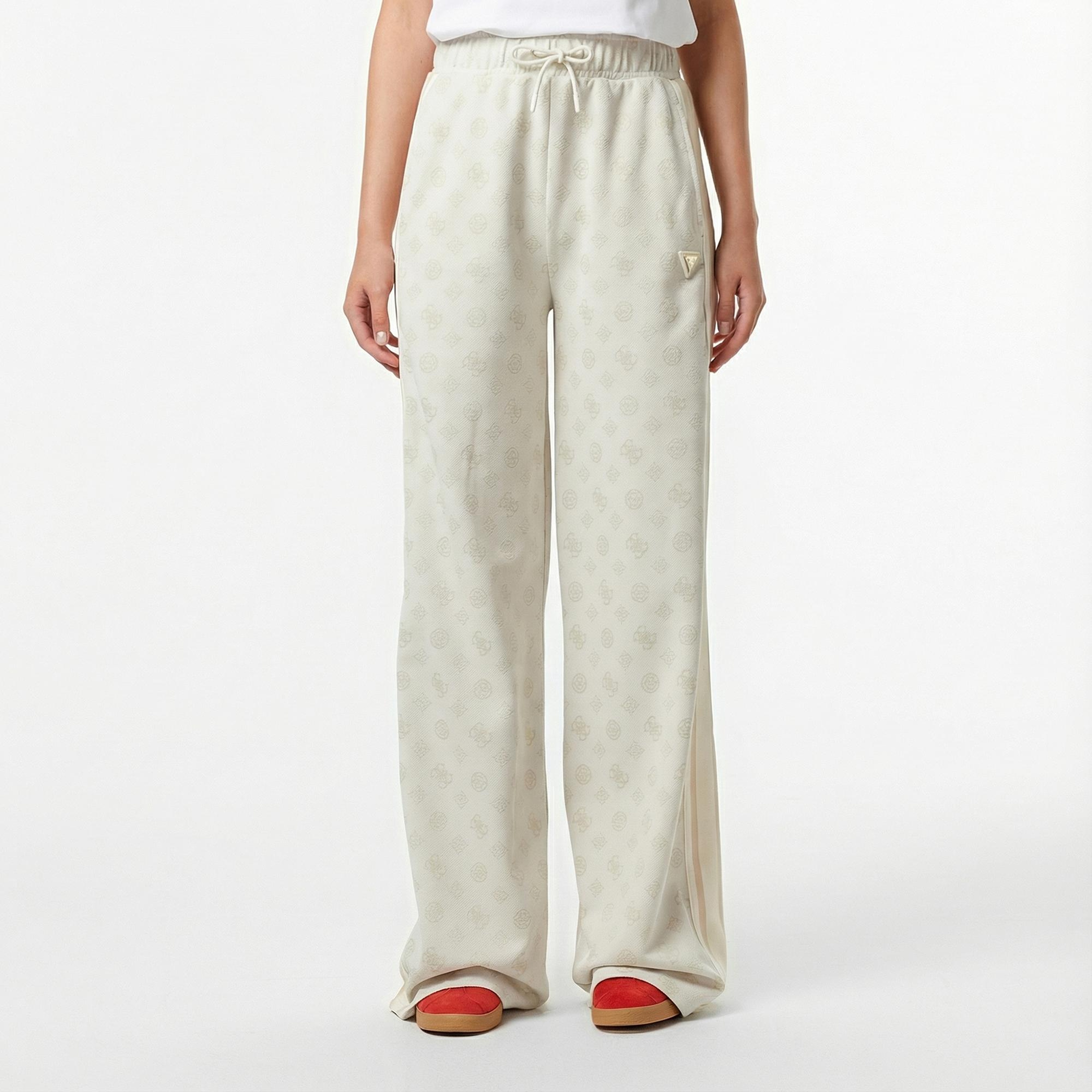 Guess Peony Palazzo Fit Kadın Beyaz Eşofman Altı