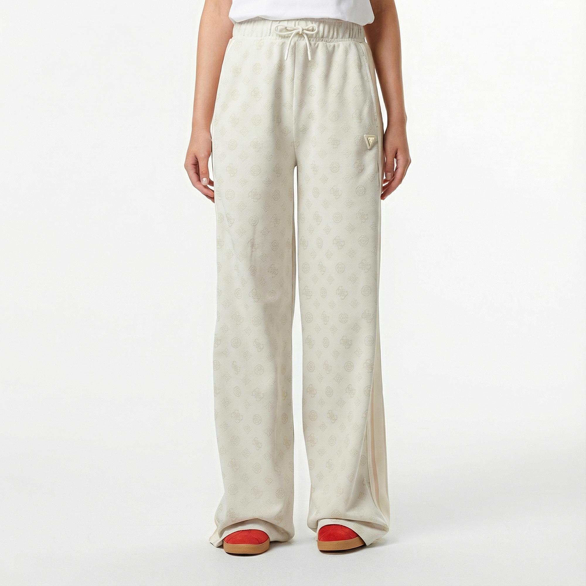 Guess Peony Palazzo Fit Kadın Beyaz Eşofman Altı