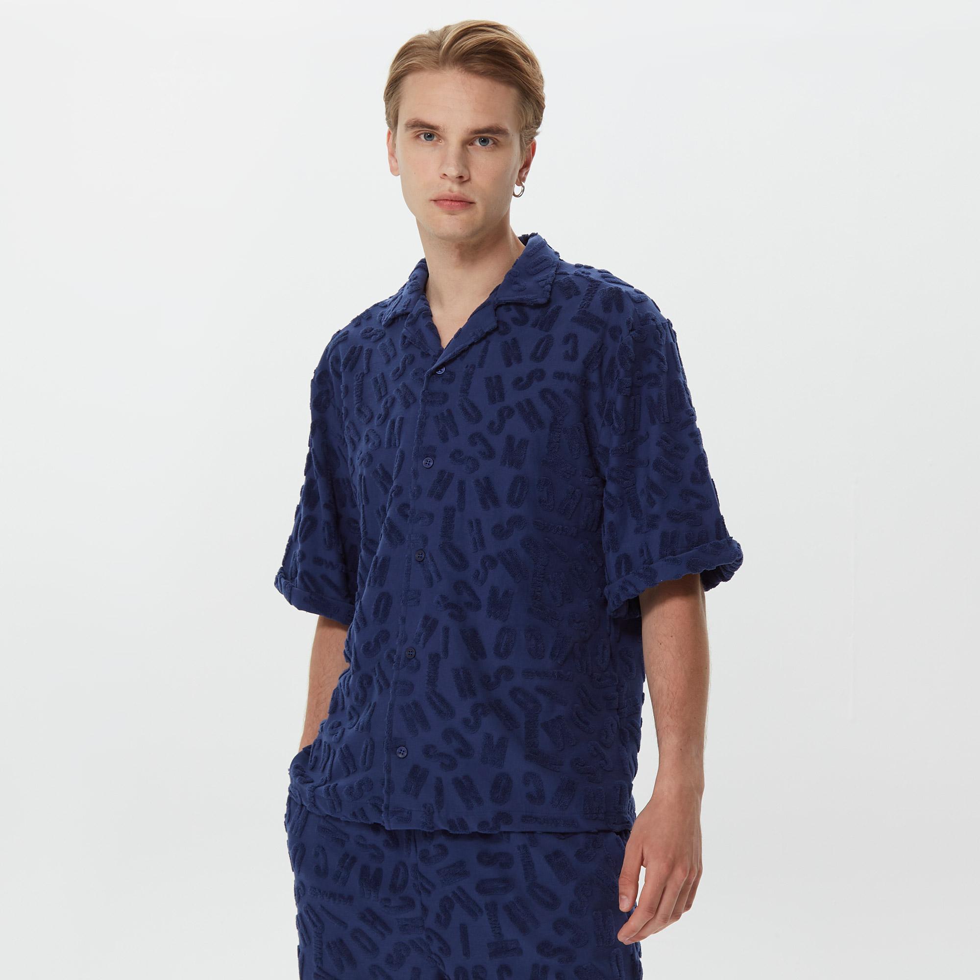 Moschino Camicia Erkek Mavi Gömlek