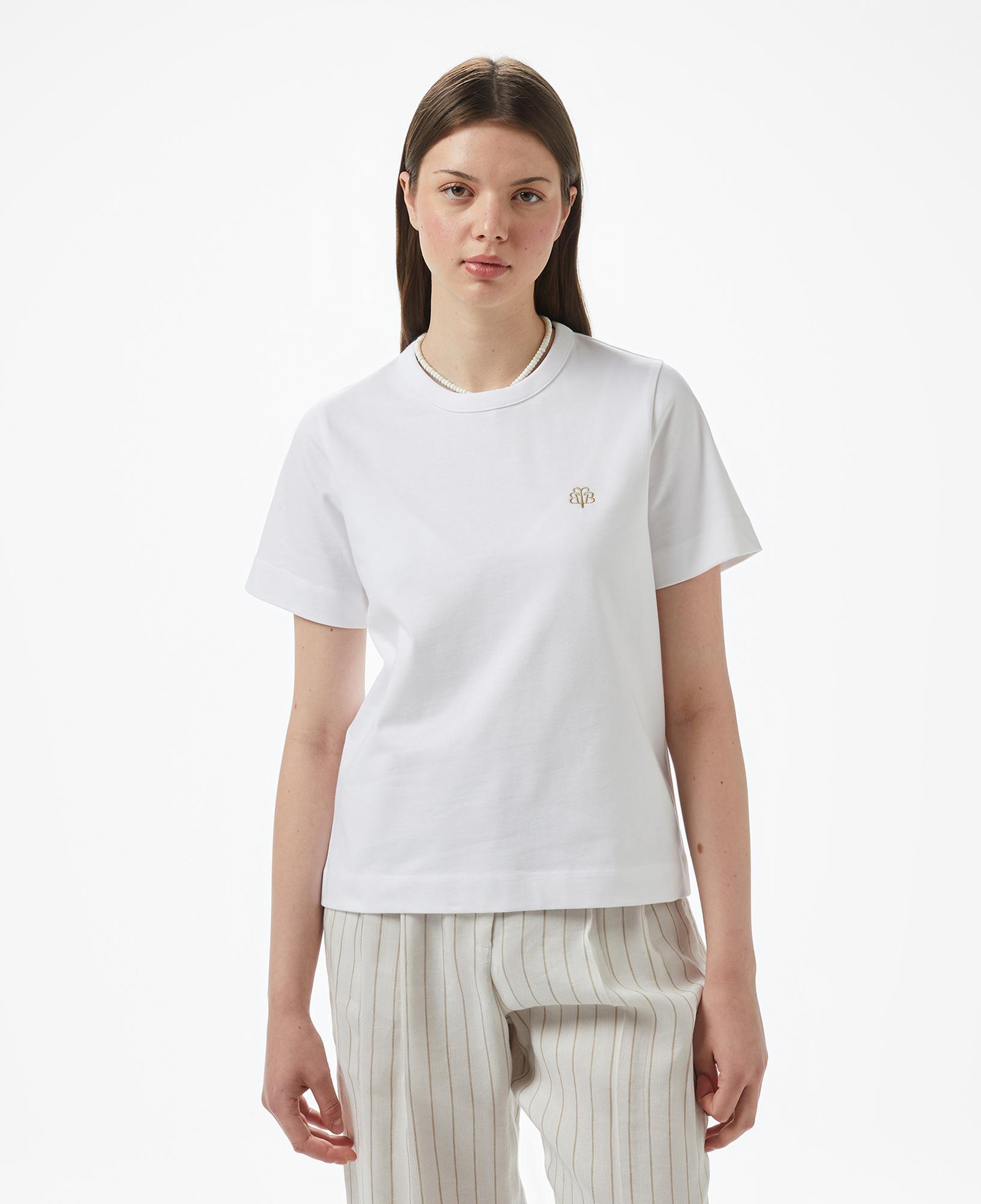 Brooks Brothers Bisiklet Yaka Arkası Fermuarlı Kadın Beyaz T-Shirt