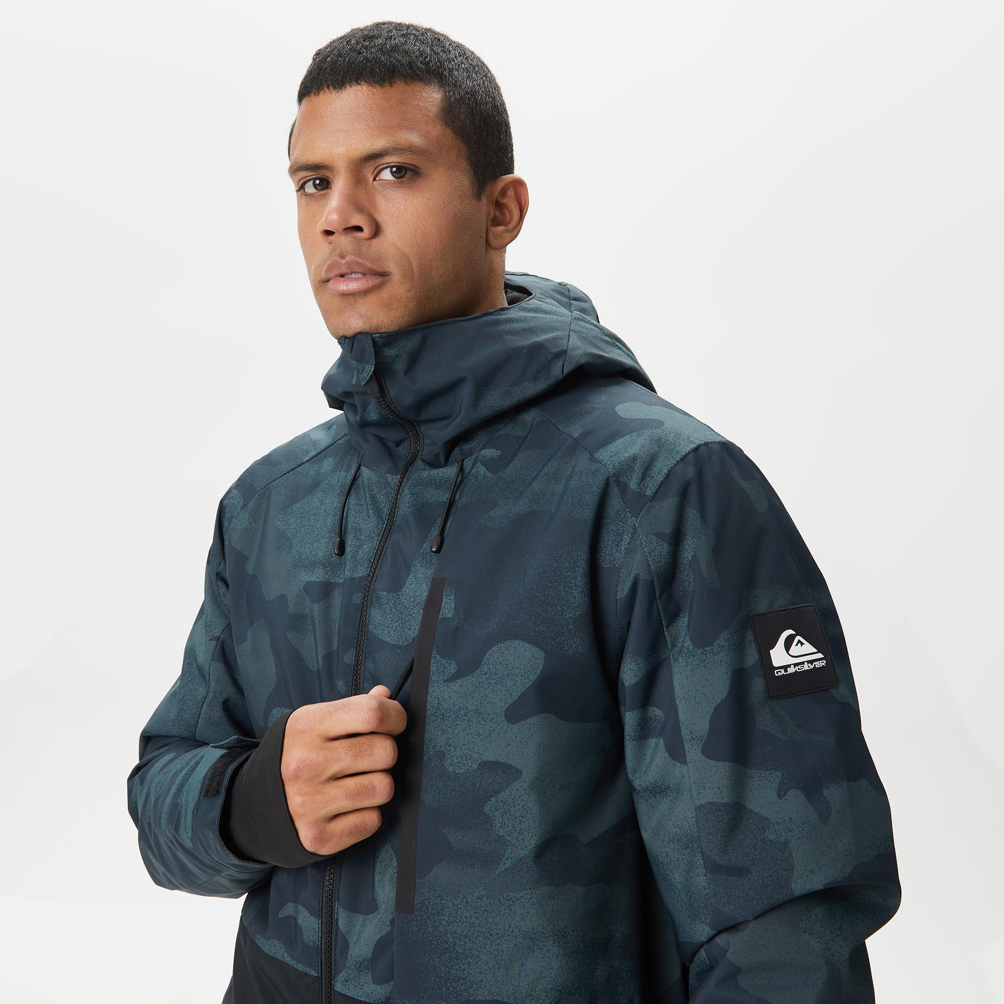 Quiksilver Mission Printed Block Erkek Mavi Kayak Montu