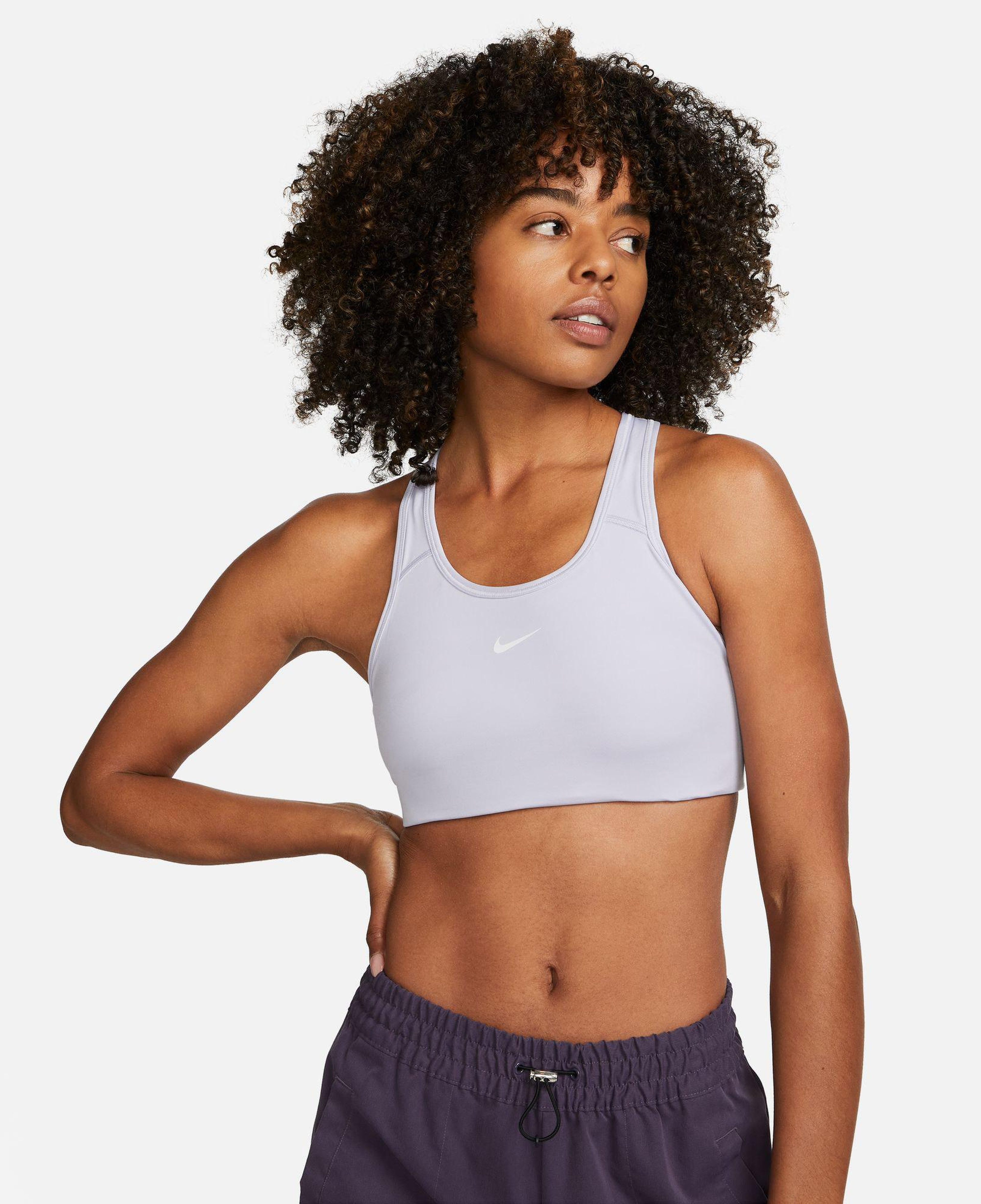 Nike Dri-Fit Swoosh Kadın Mor Bra