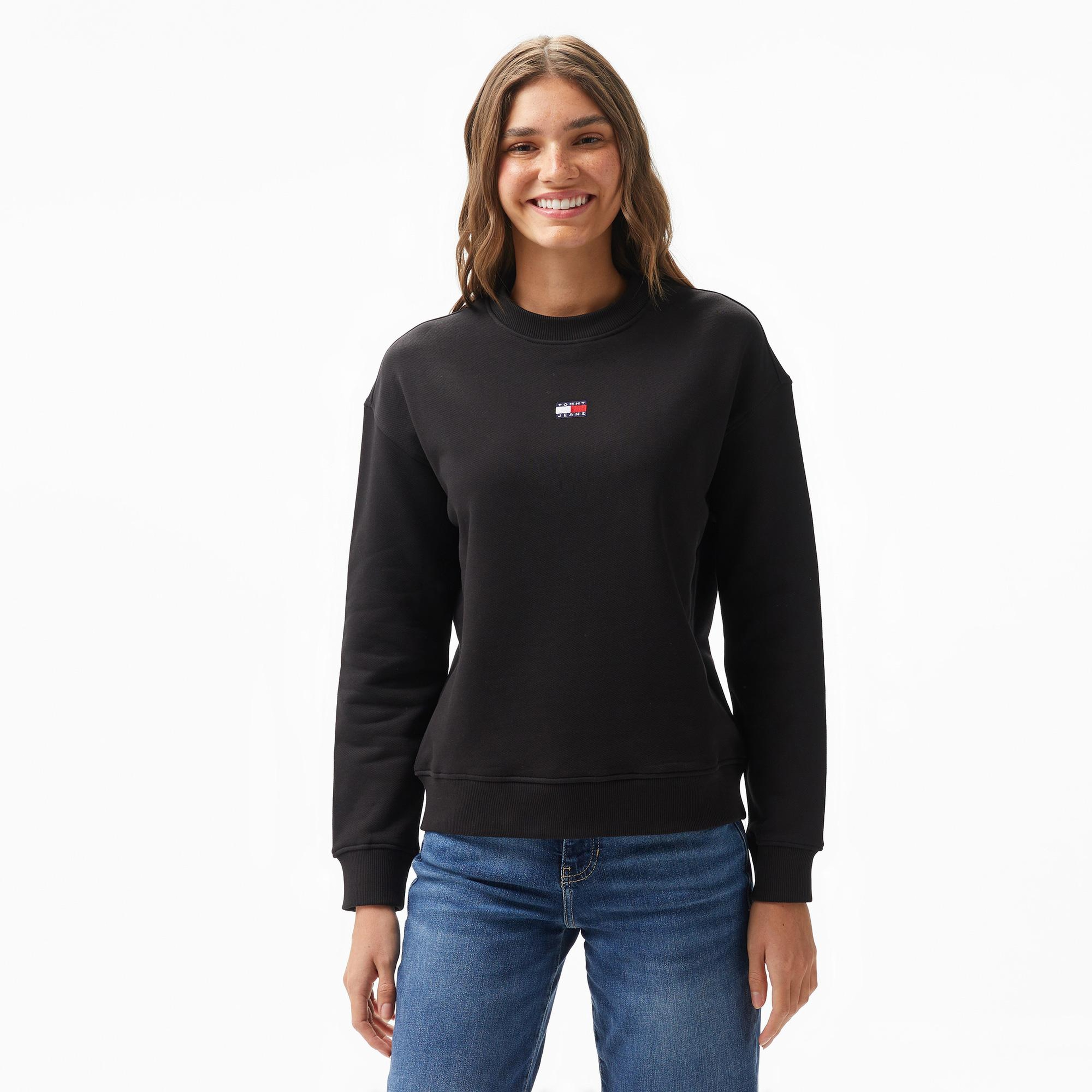 Tommy Hilfiger Badge Kadın Siyah Sweatshirt