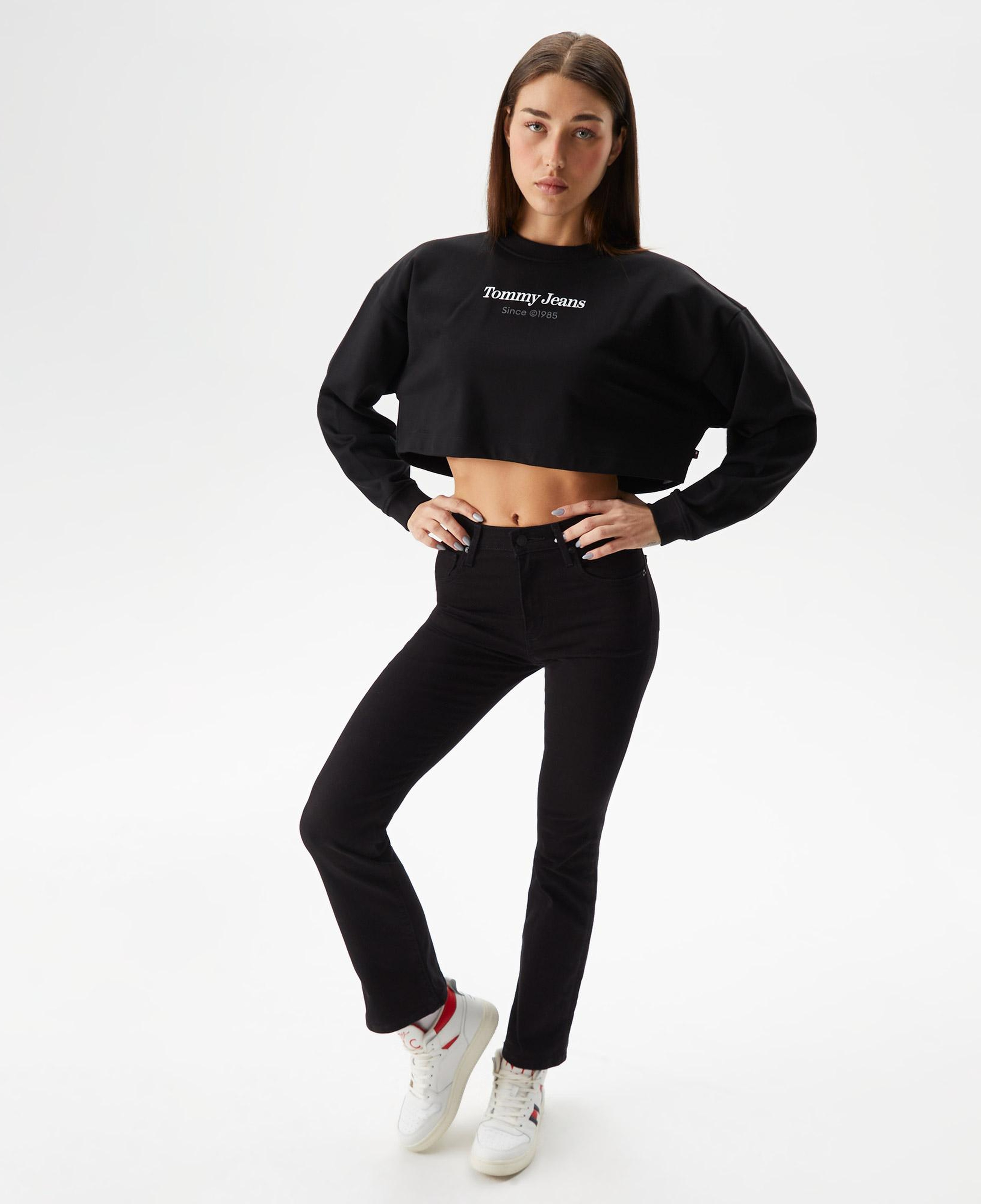 Tommy Jeans Relaxential Logo 1+ Crew Kadın Siyah Sweatshirt