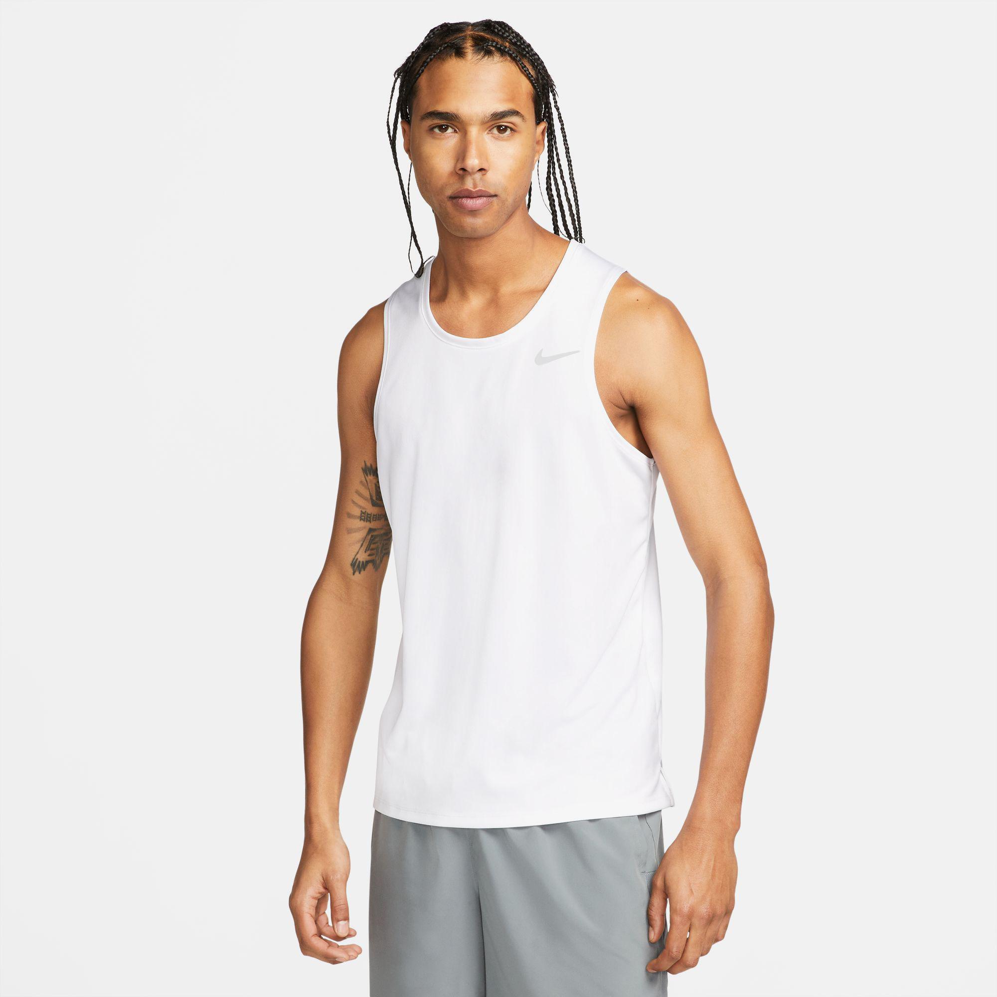 Nike Dri-Fıt Miler Tank Erkek Beyaz Kolsuz T-Shirt