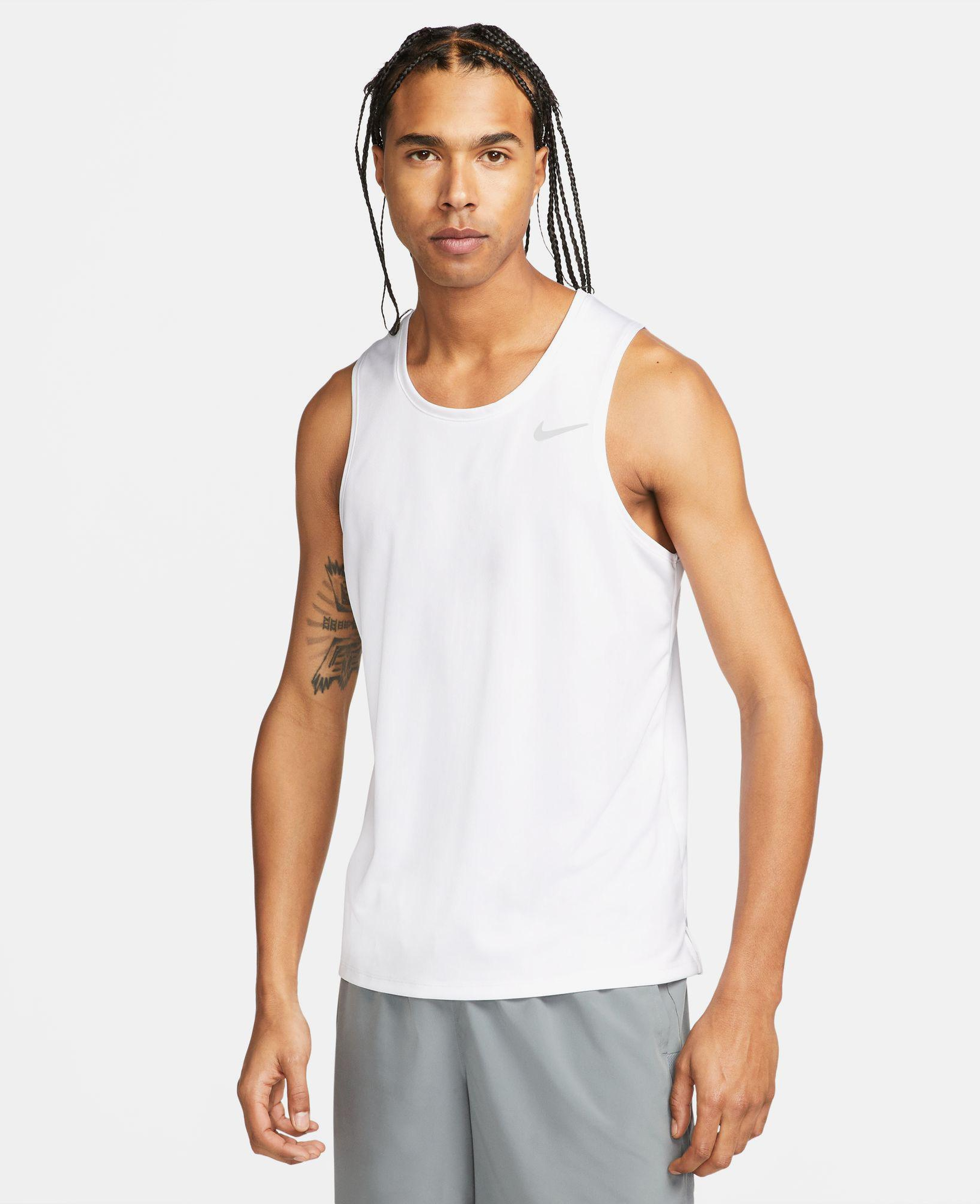 Nike Dri-Fıt Miler Tank Erkek Beyaz Kolsuz T-Shirt