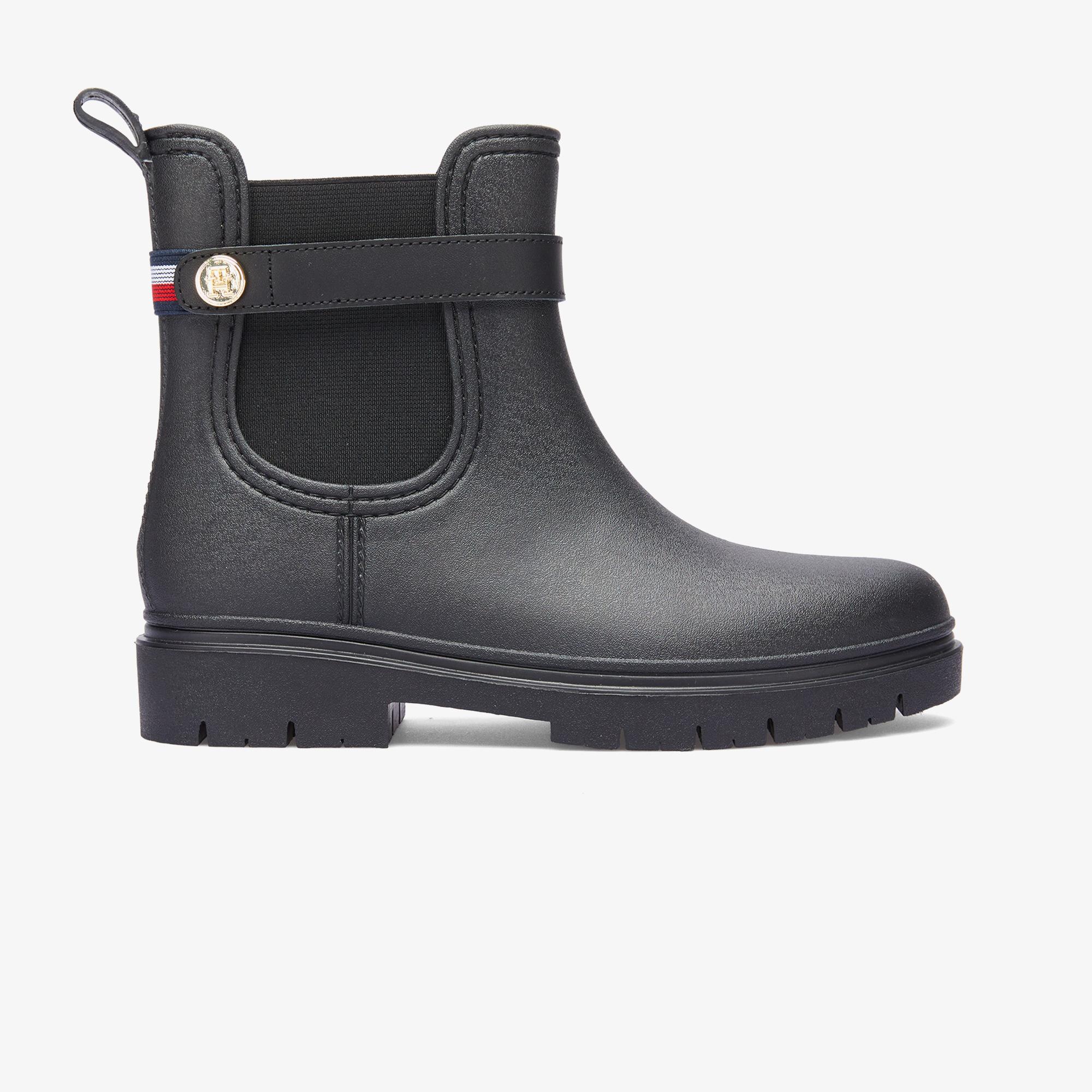 Tommy Hilfiger Stud Rubberised Kadın Siyah Yağmur Botu