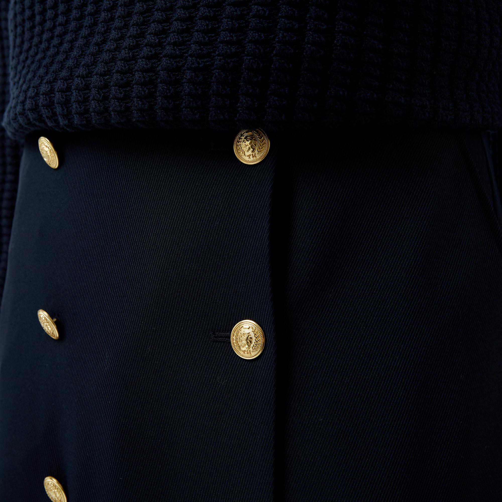 Tommy Hilfiger Gold Button Twill Midi Kadın Mavi Etek