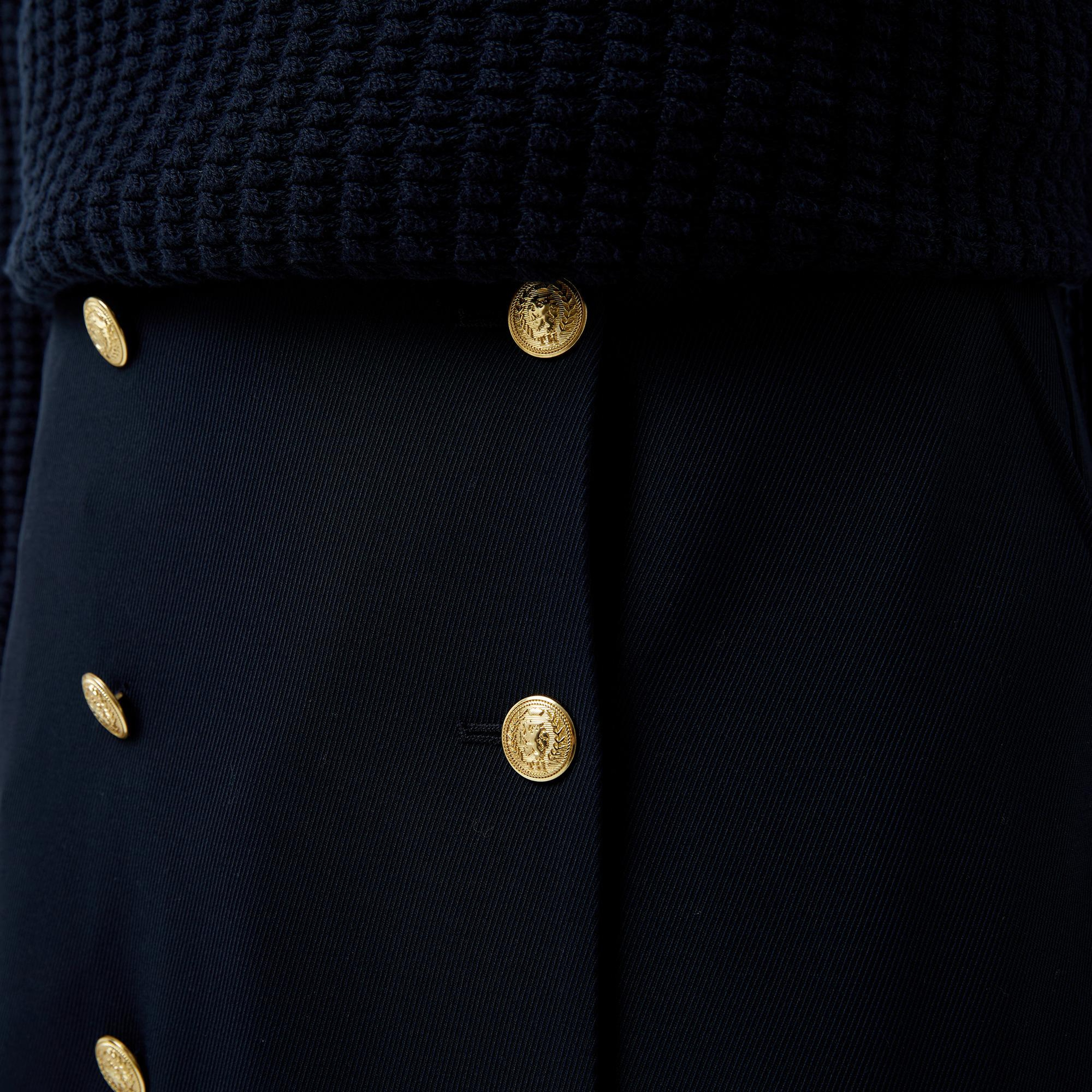 Tommy Hilfiger Gold Button Twill Midi Kadın Mavi Etek