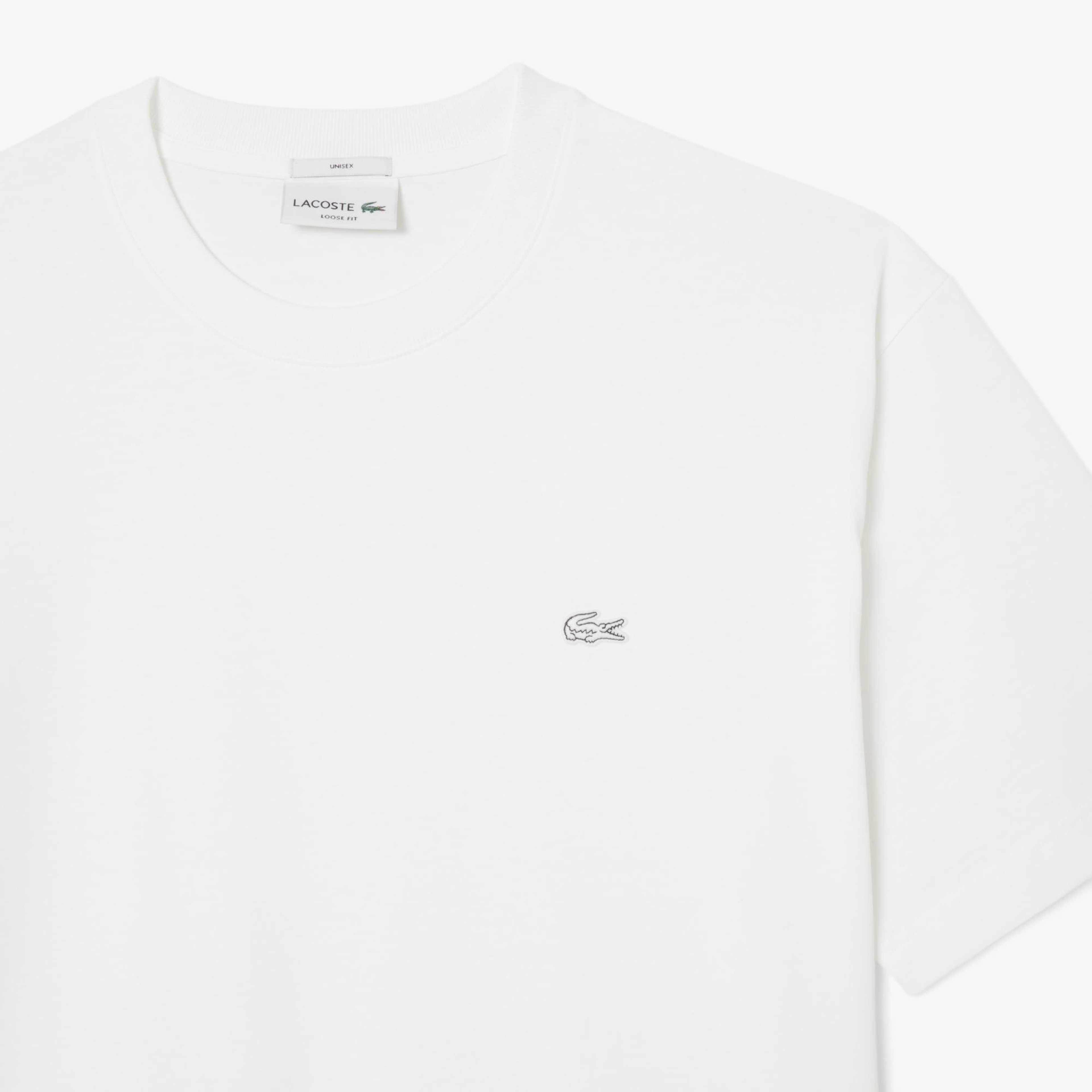 Lacoste Unisex Loose Fit Bisiklet Yaka Beyaz T-Shirt