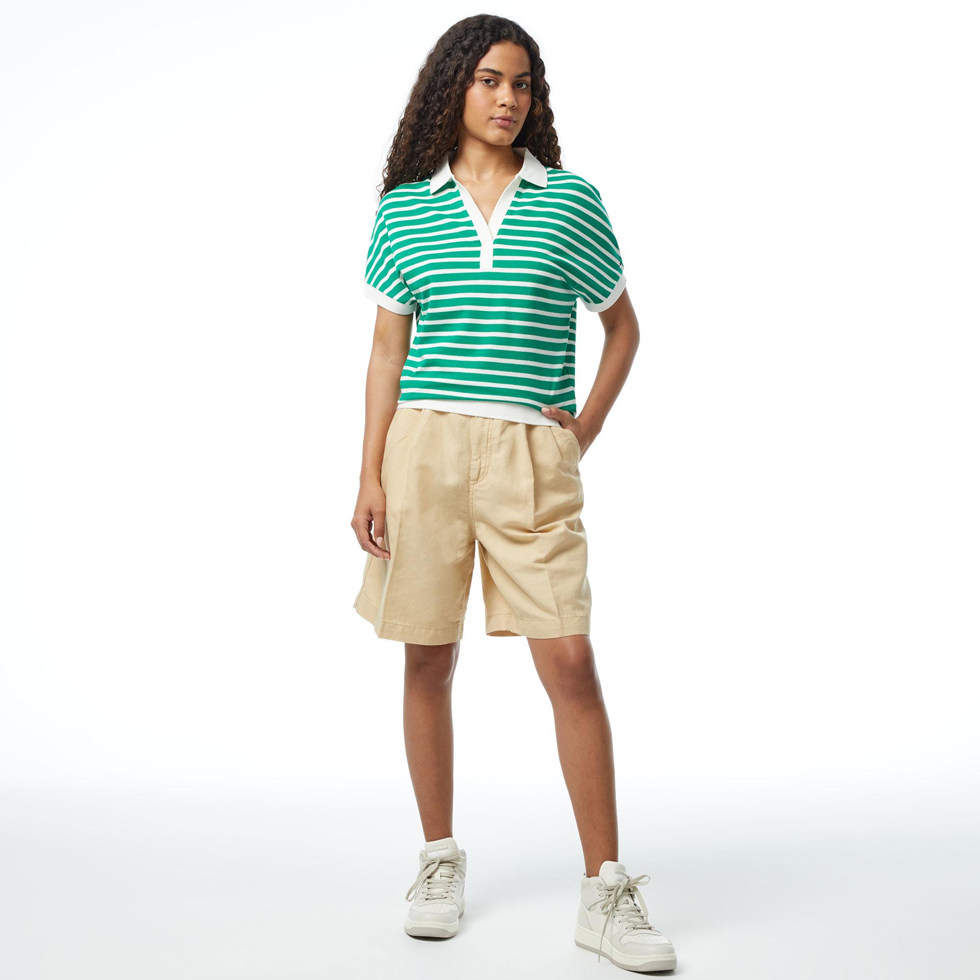 Tommy Hilfiger Cotton Linen Bermuda Kadın Bej Şort