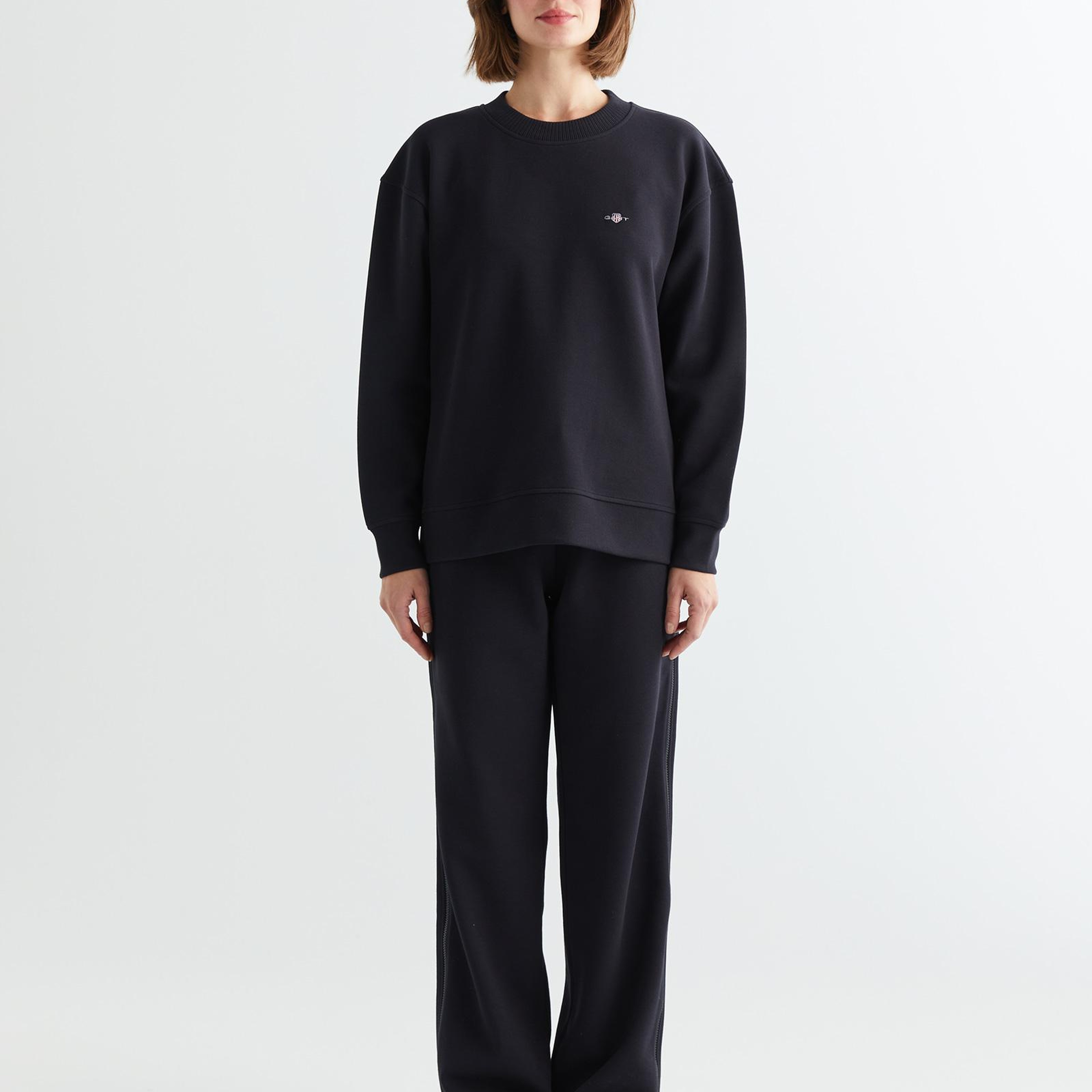 GANT Kadın Siyah Oversize Fit Bisiklet Yaka Sweatshirt