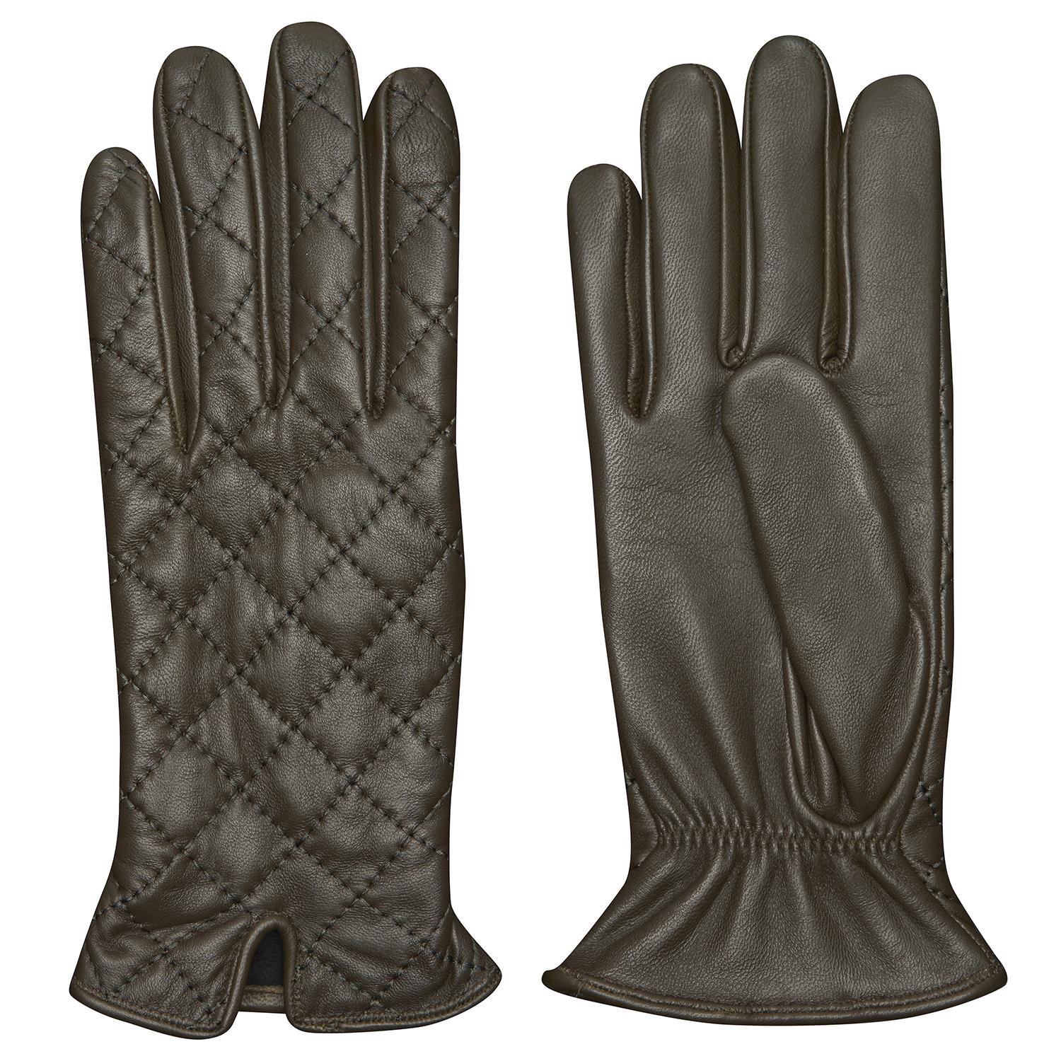 Haki Kadın Kapitone Deri Eldiven