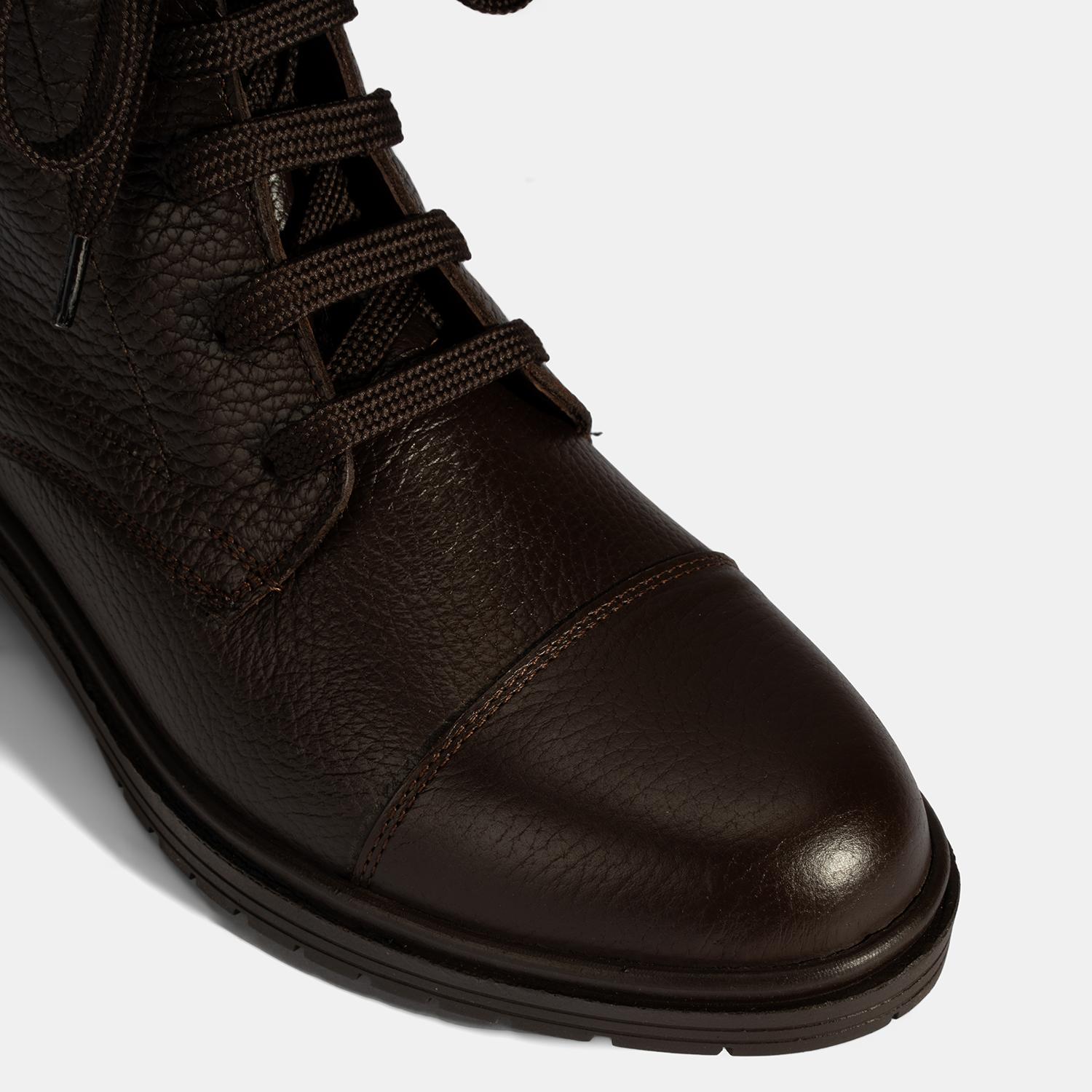 Kadın Kahve Bağcıklı Deri Postal Bot