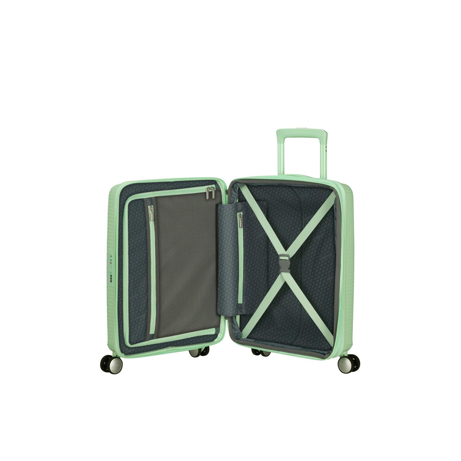 American Tourister Yeşil Soundbox - Körüklü 55 cm Kabin Boy Sert Valiz