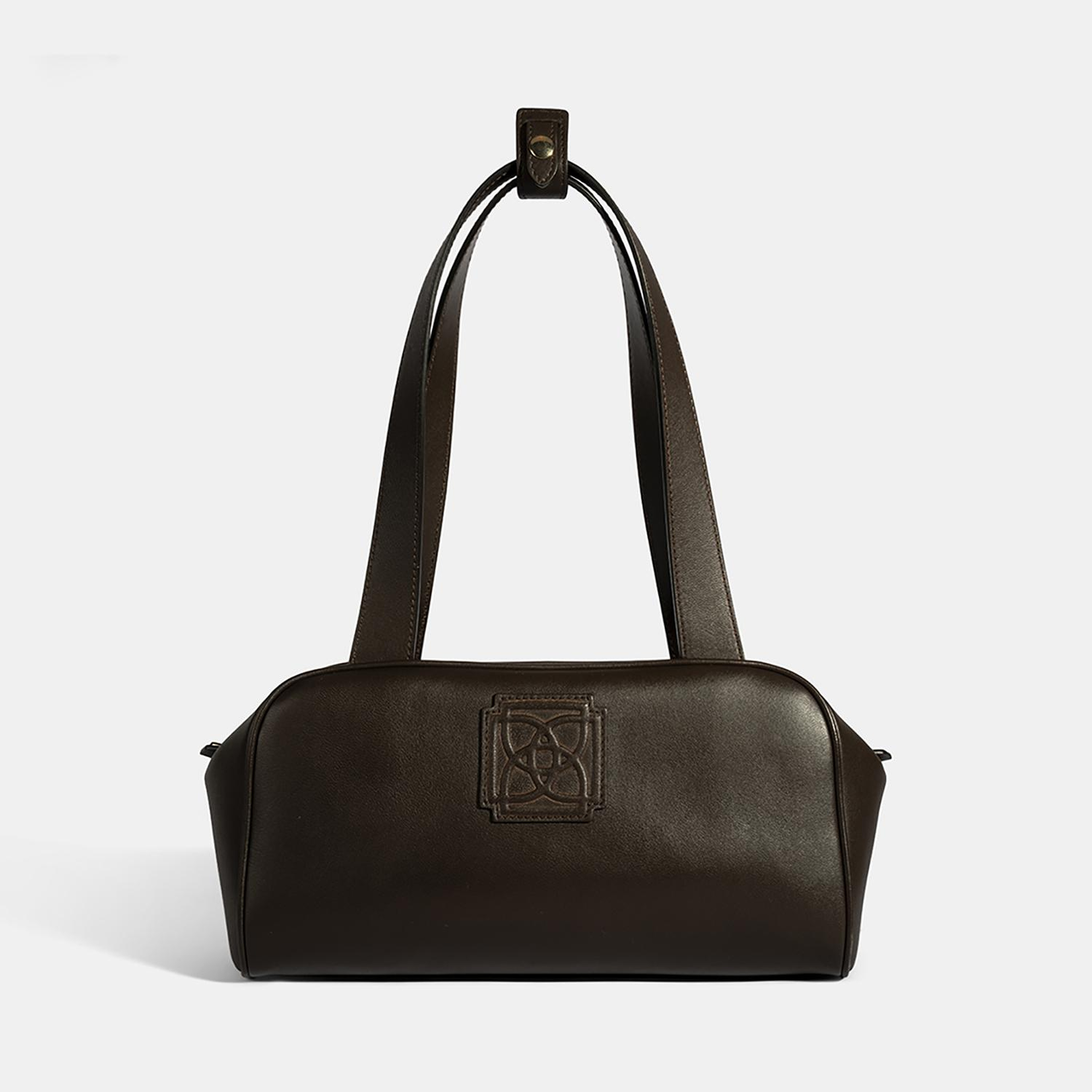 Kadın Koyu Kahve Monogram Logolu Deri Omuz Çantası